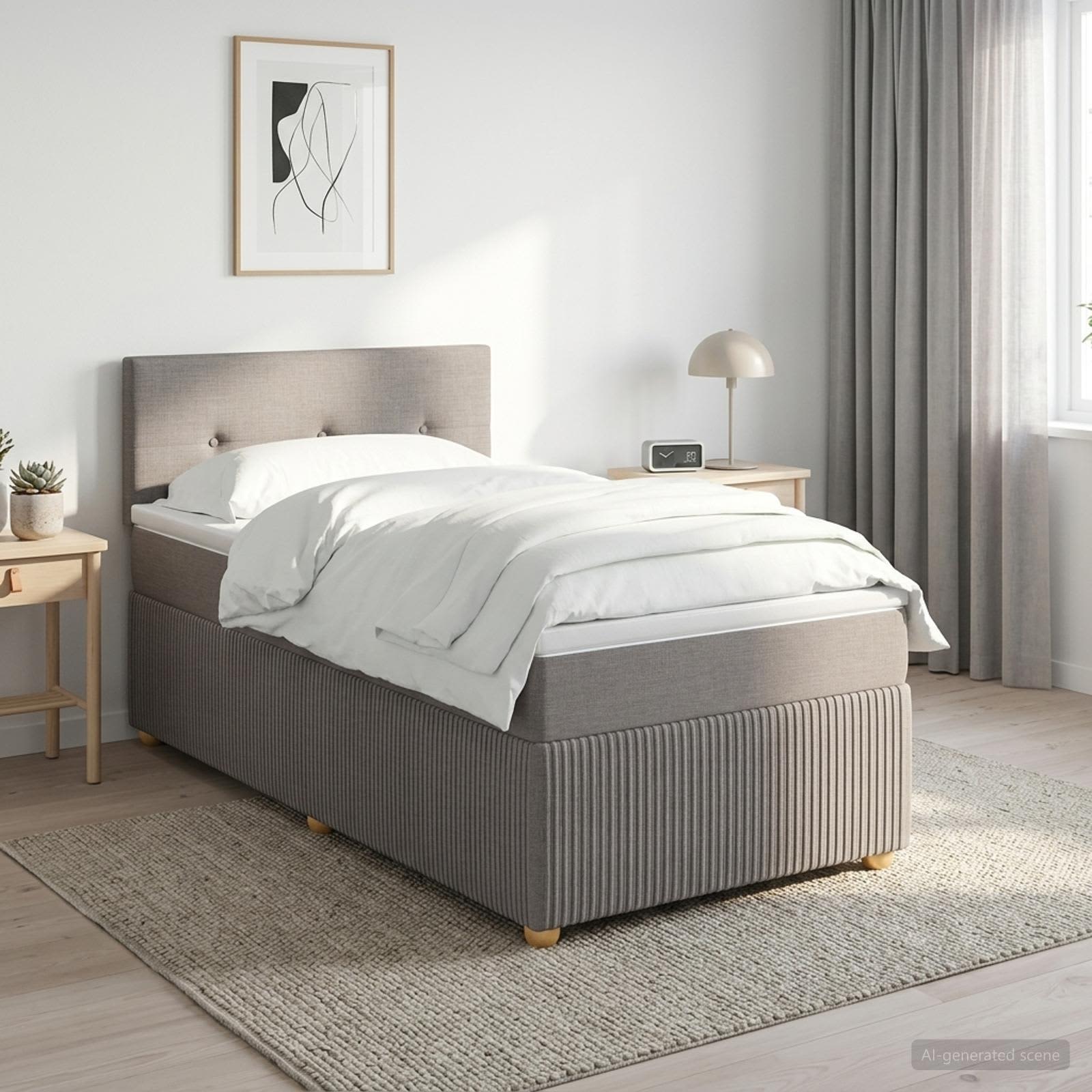Lit boxspring avec matelas Taupe 80 x 200 cm Tissu