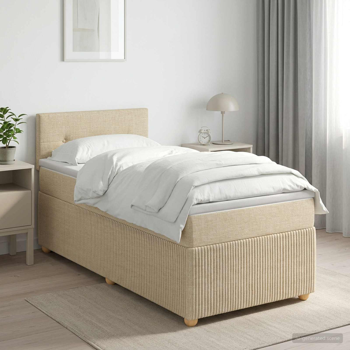 Lit boxspring avec matelas Crème 100 x 200 cm Tissu