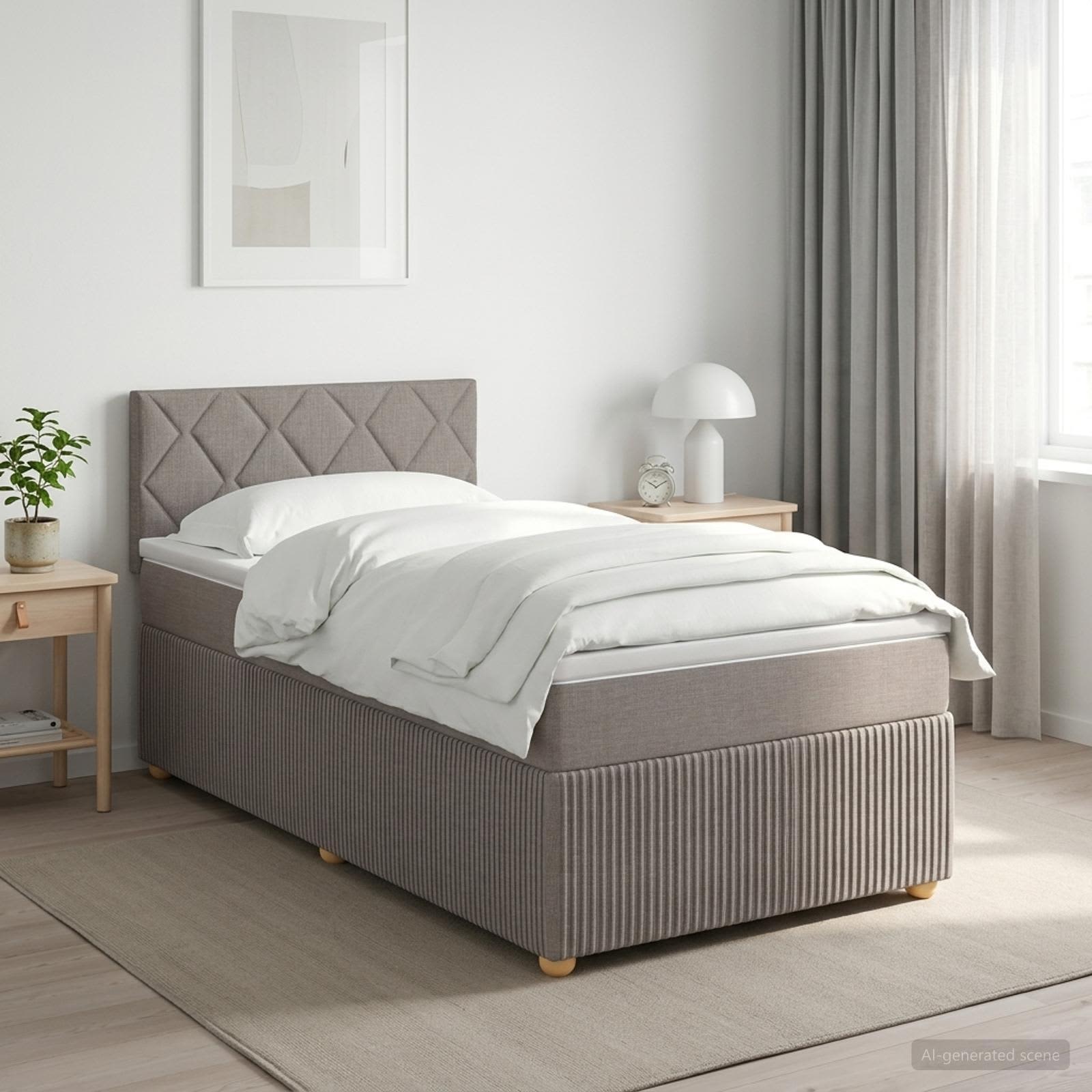 Lit boxspring avec matelas Taupe 100 x 200 cm Tissu