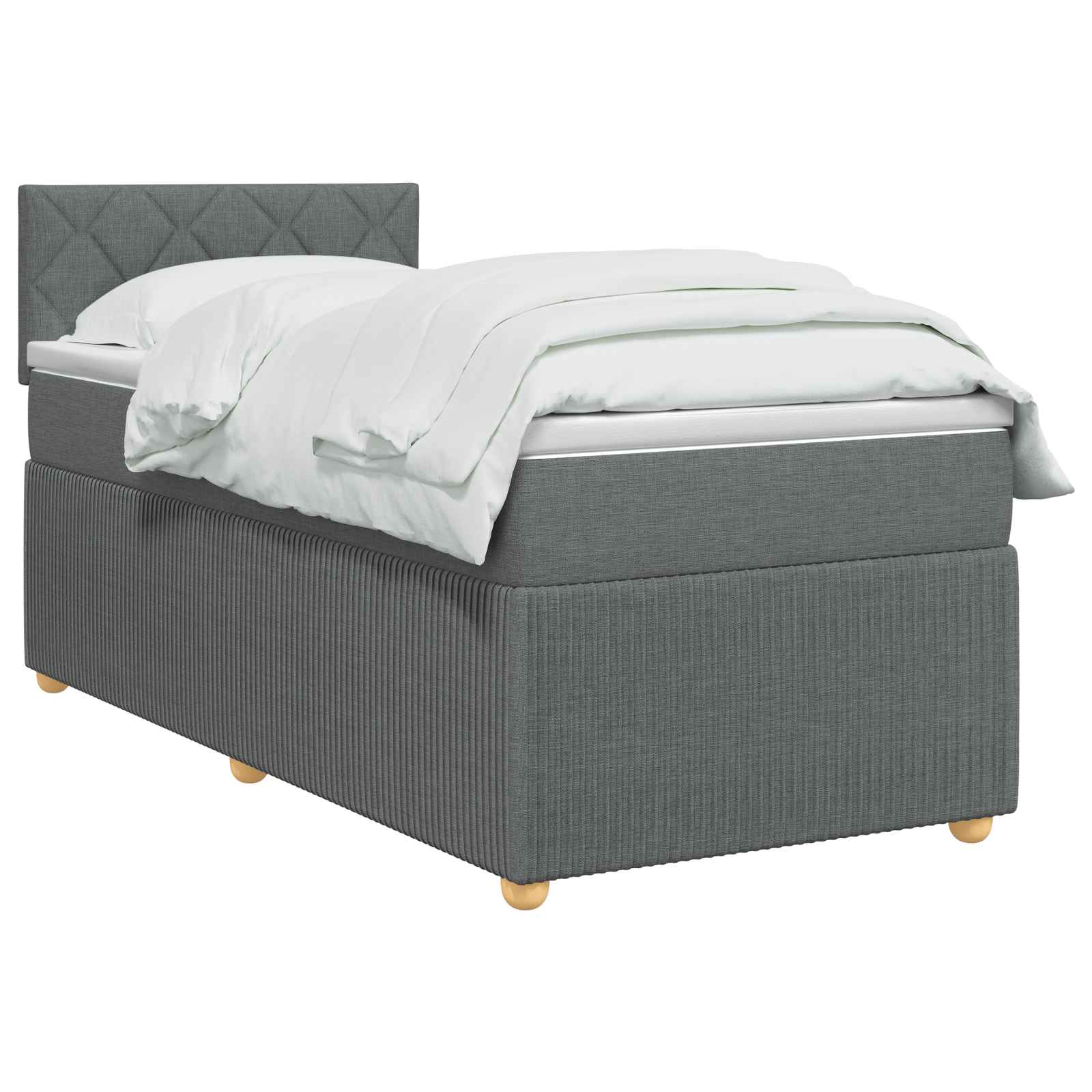 Lit boxspring avec matelas Gris foncé 90 x 200 cm Tissu