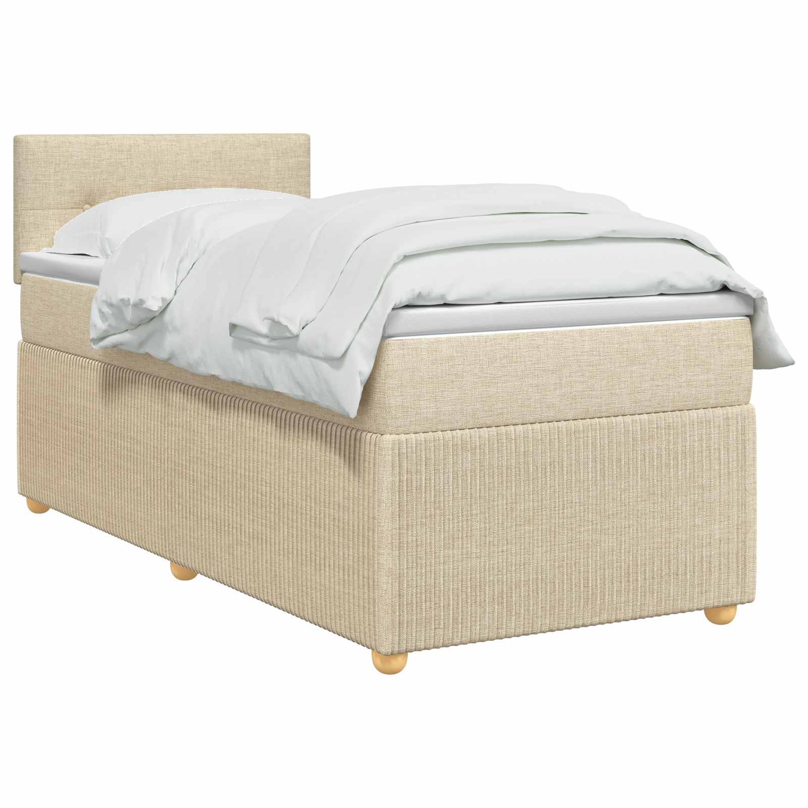 Lit boxspring avec matelas Crème 100 x 200 cm Tissu