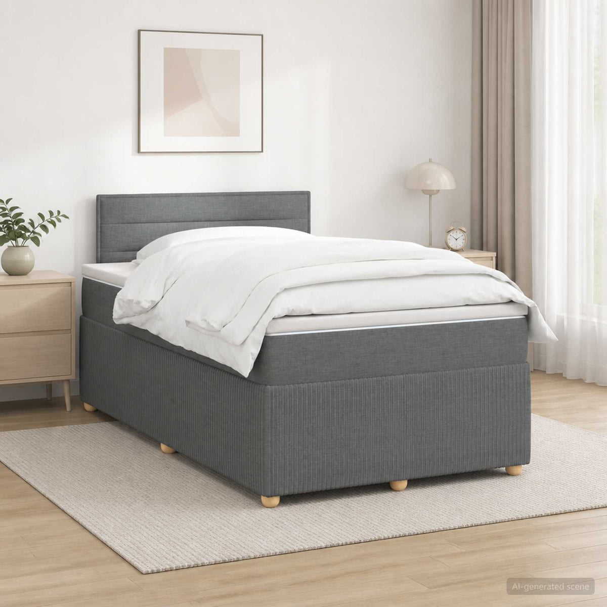 Lit boxspring avec matelas Gris foncé 120 x 190 cm Tissu
