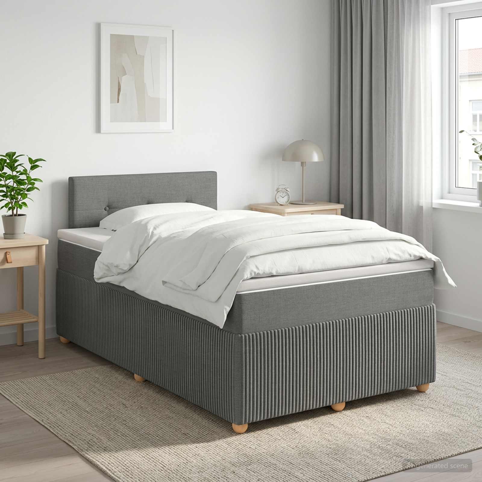 Lit boxspring avec matelas Gris foncé 120 x 190 cm Tissu