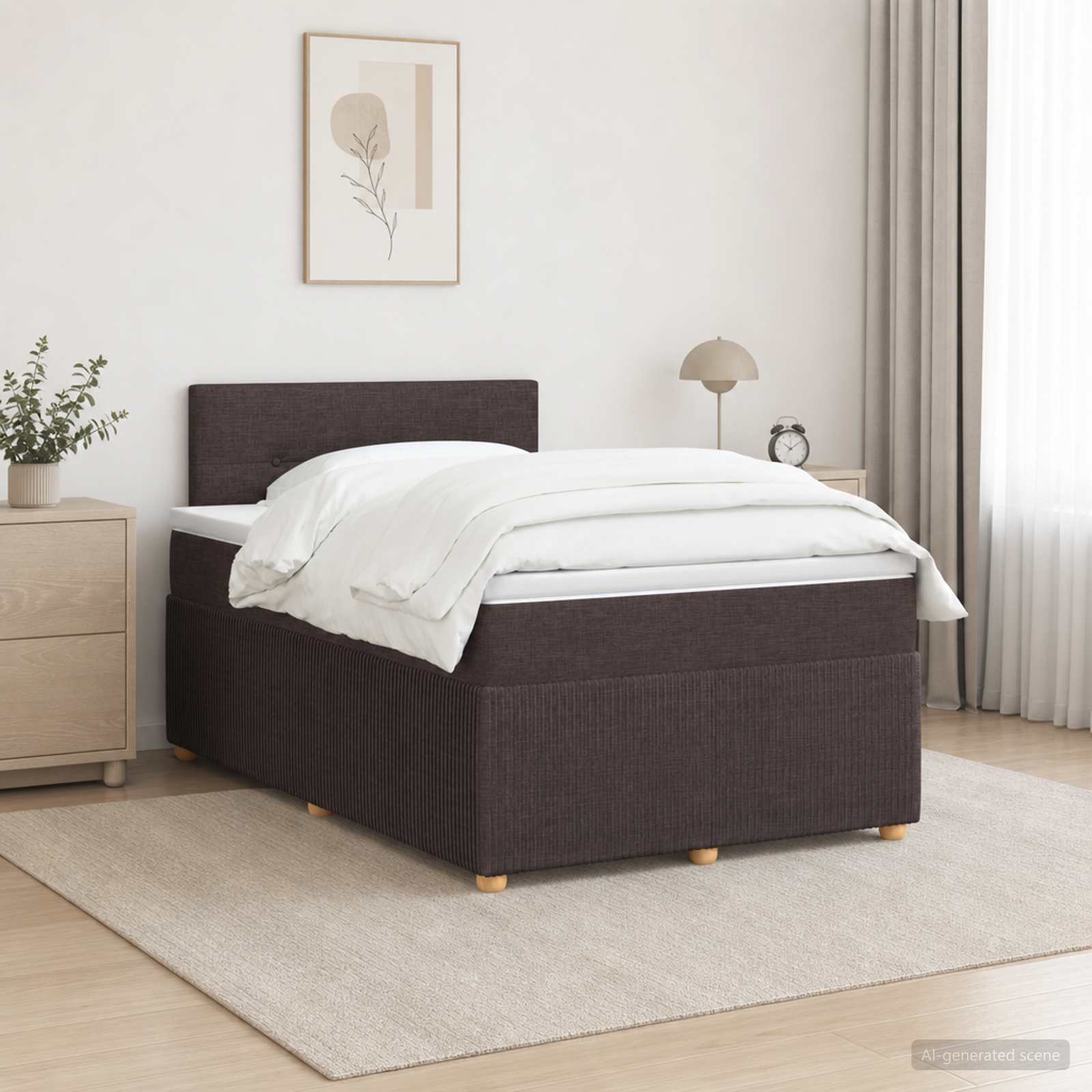 Lit boxspring avec matelas Marron foncé 120 x 190 cm Tissu