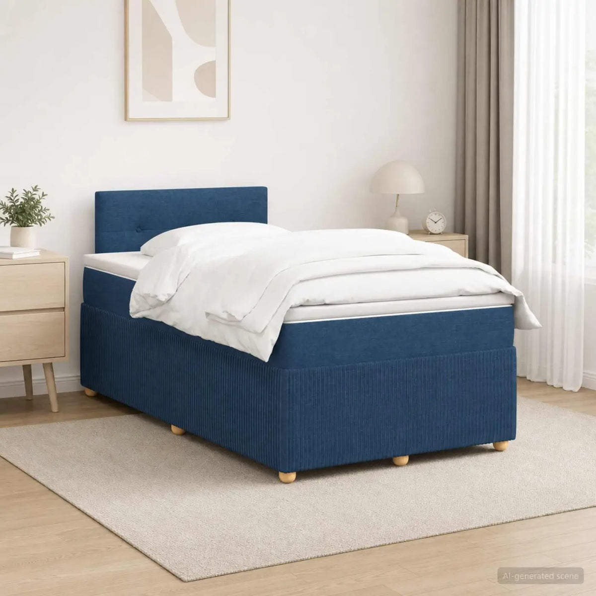 Lit boxspring avec matelas Bleu 120 x 200 cm Tissu - XIOS