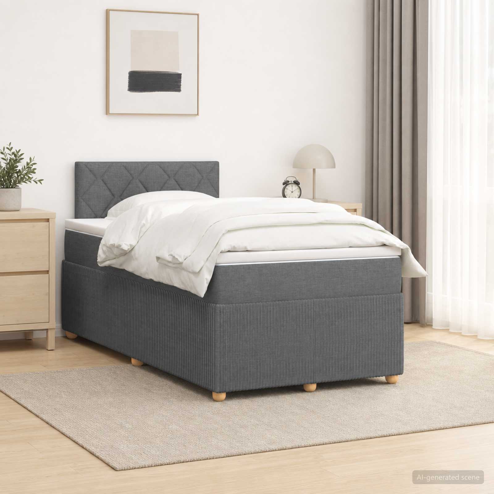 Lit boxspring avec matelas Gris foncé 120 x 190 cm Tissu