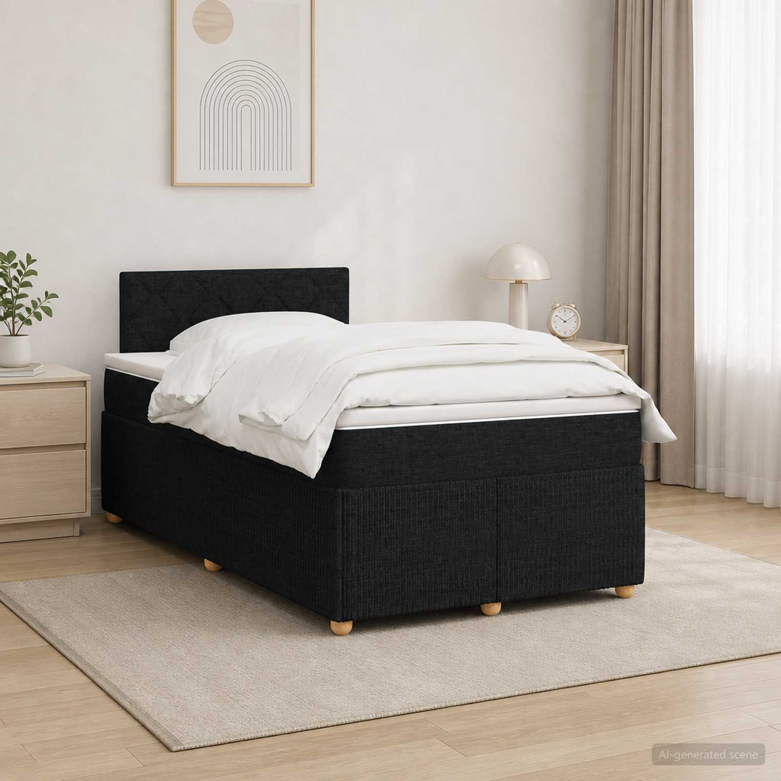 Lit boxspring avec matelas Noir 120 x 190 cm Tissu