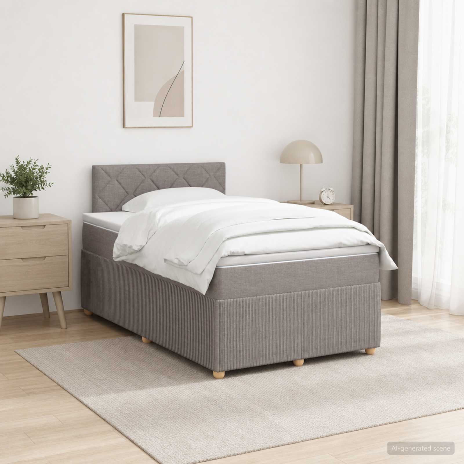 Lit boxspring avec matelas Taupe 120 x 190 cm Tissu