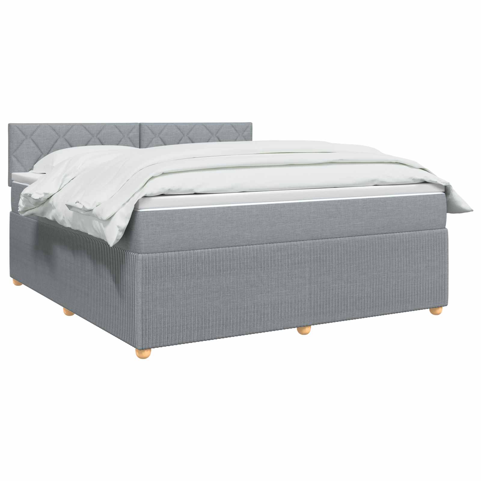 Lit boxspring avec matelas Gris clair 140 x 190 cm Tissu - XIOS
