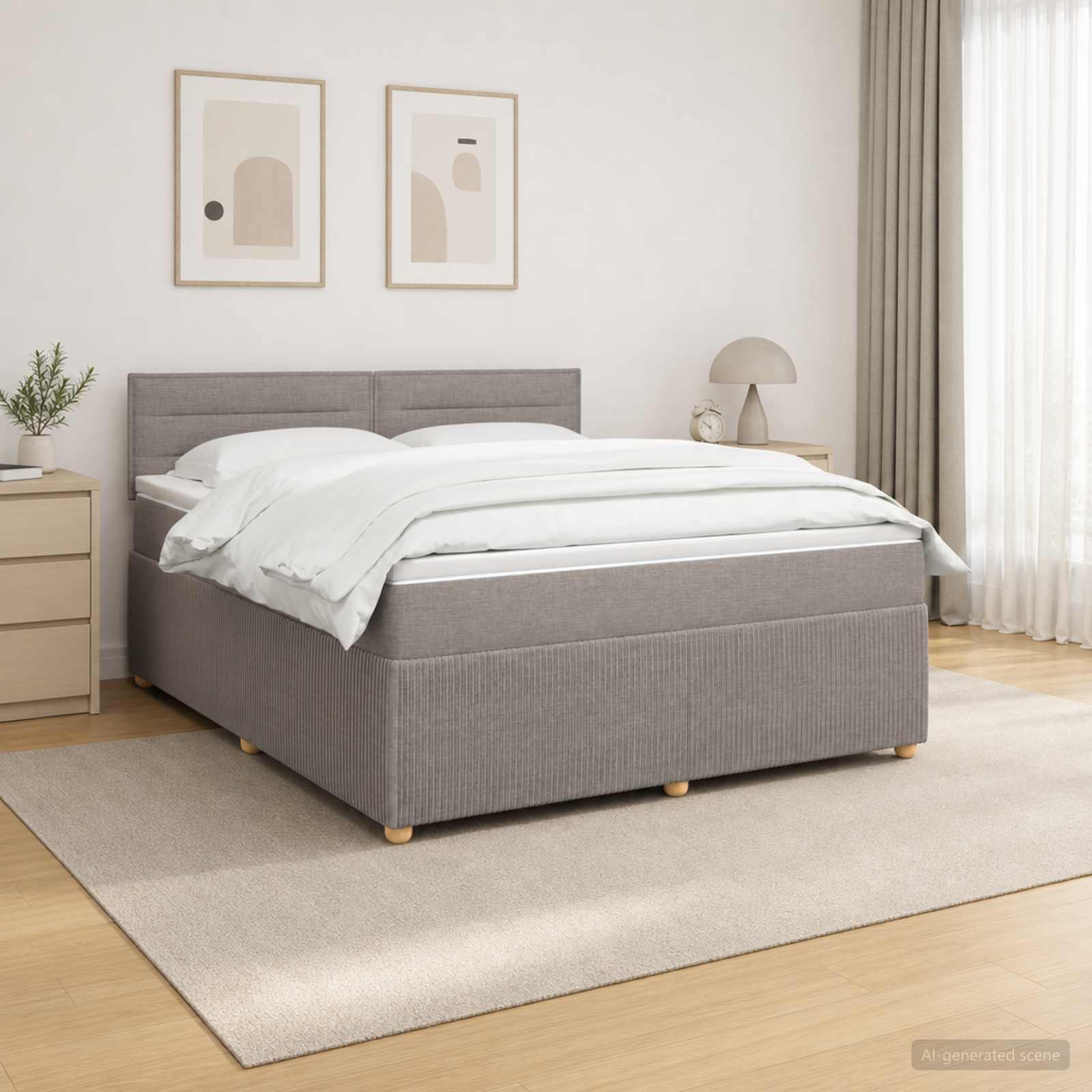 Lit boxspring avec matelas Taupe 140 x 190 cm Tissu