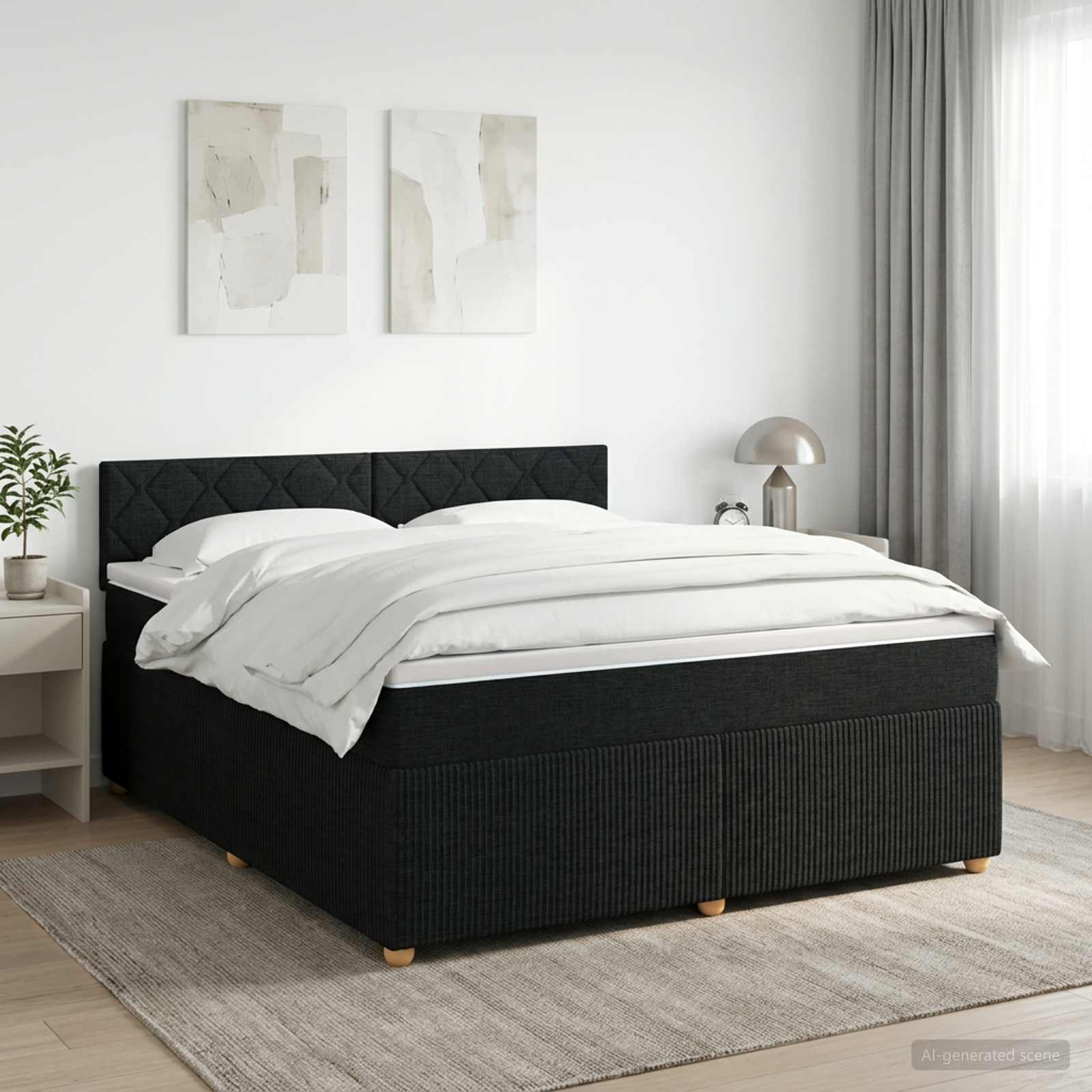 Lit boxspring avec matelas Noir 140 x 190 cm Tissu