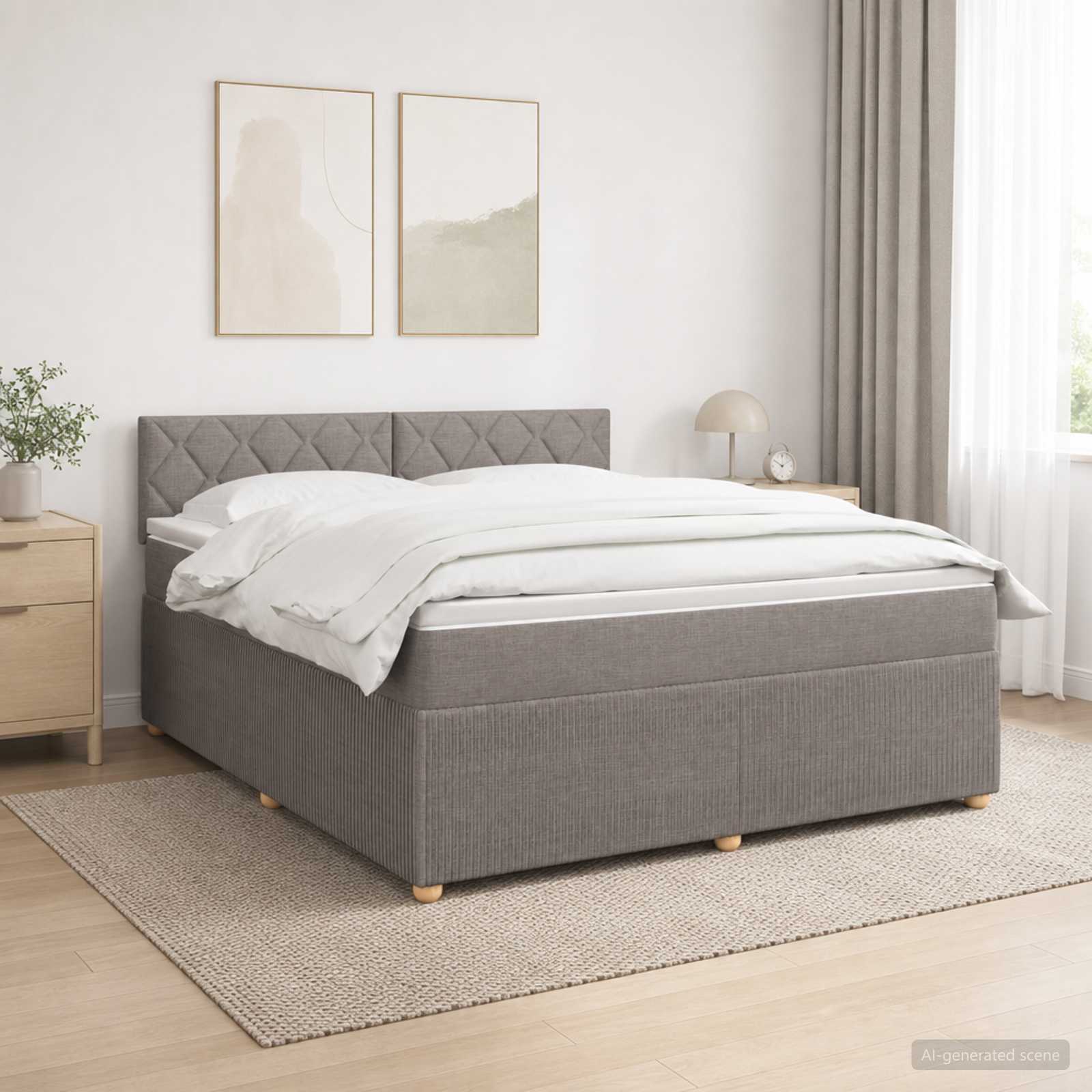 Lit boxspring avec matelas Taupe 140 x 190 cm Tissu