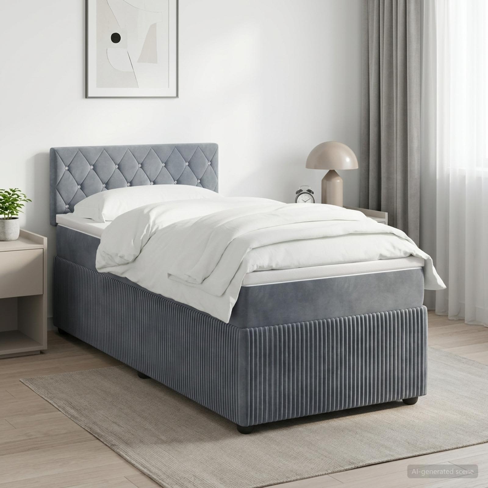 Lit boxspring avec matelas Gris foncé 80 x 200 cm Velours