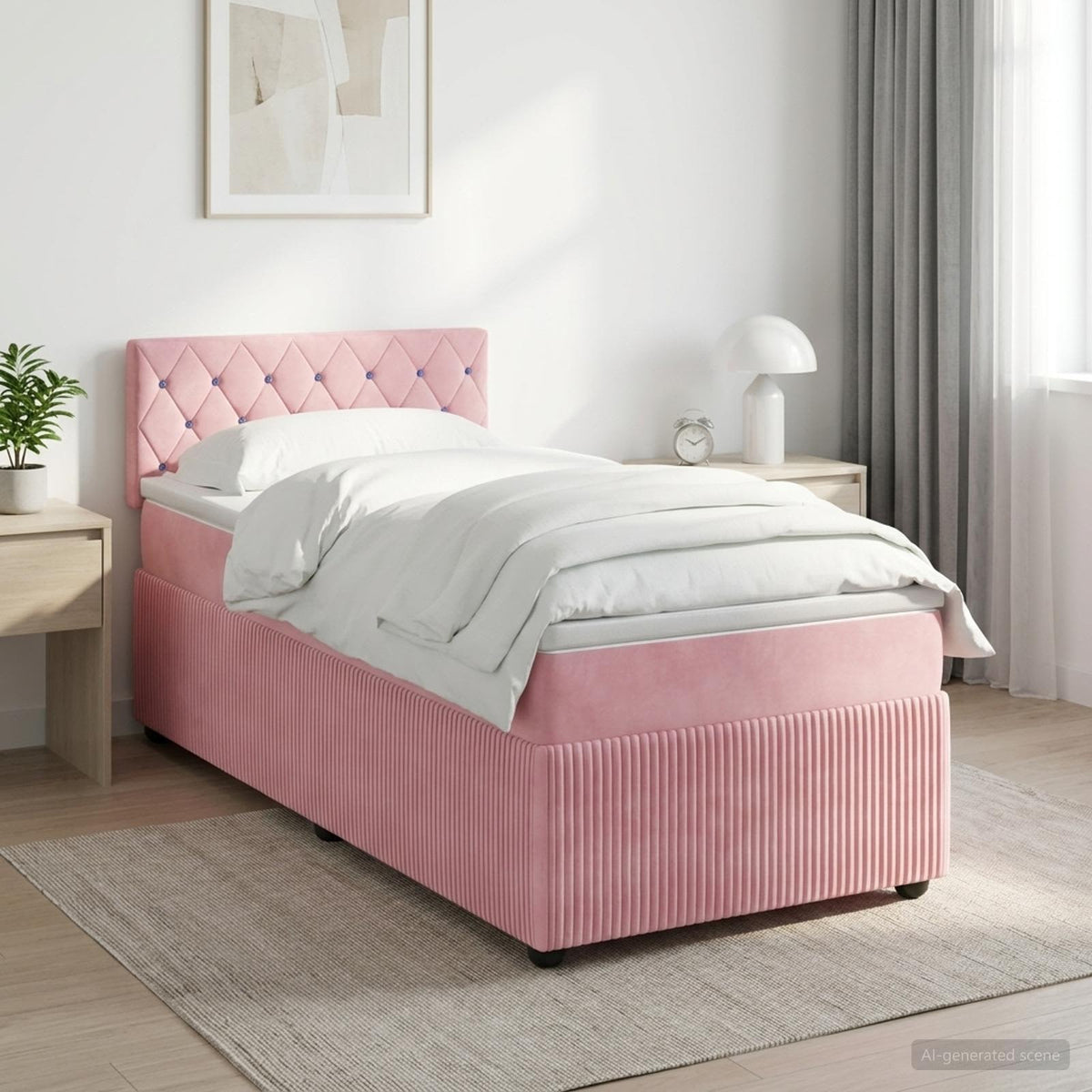 Lit boxspring avec matelas Rose 80 x 200 cm Velours - XIOS