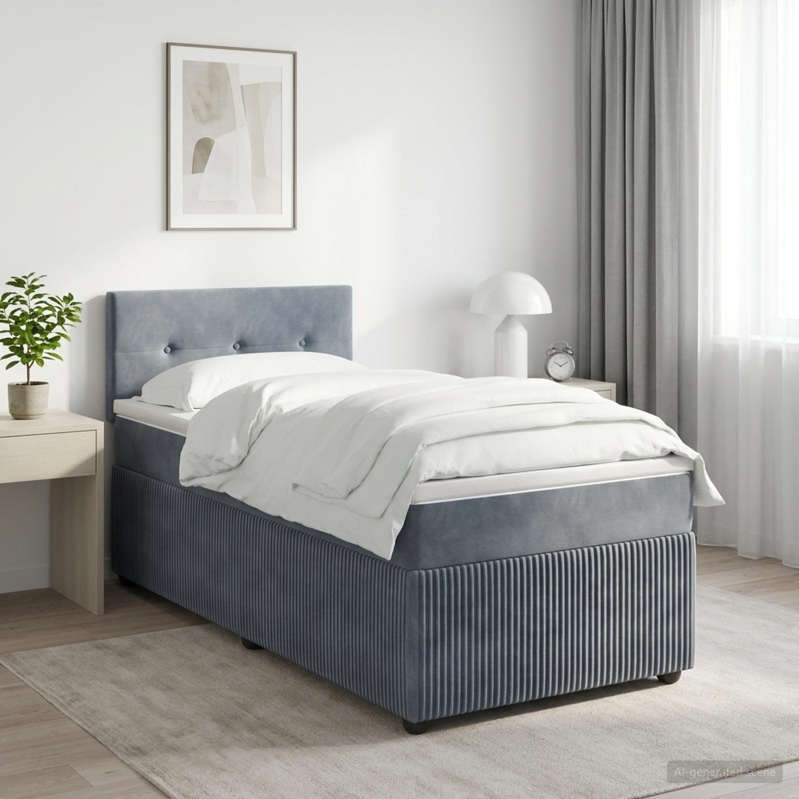 Lit boxspring avec matelas Gris foncé 80 x 200 cm Velours