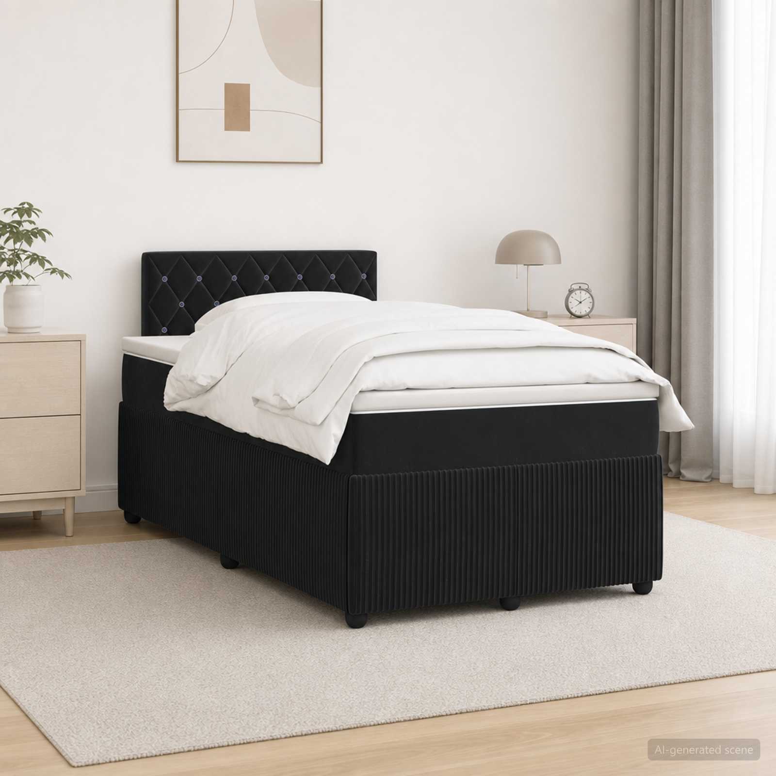 Lit boxspring avec matelas Noir 120 x 190 cm Velours