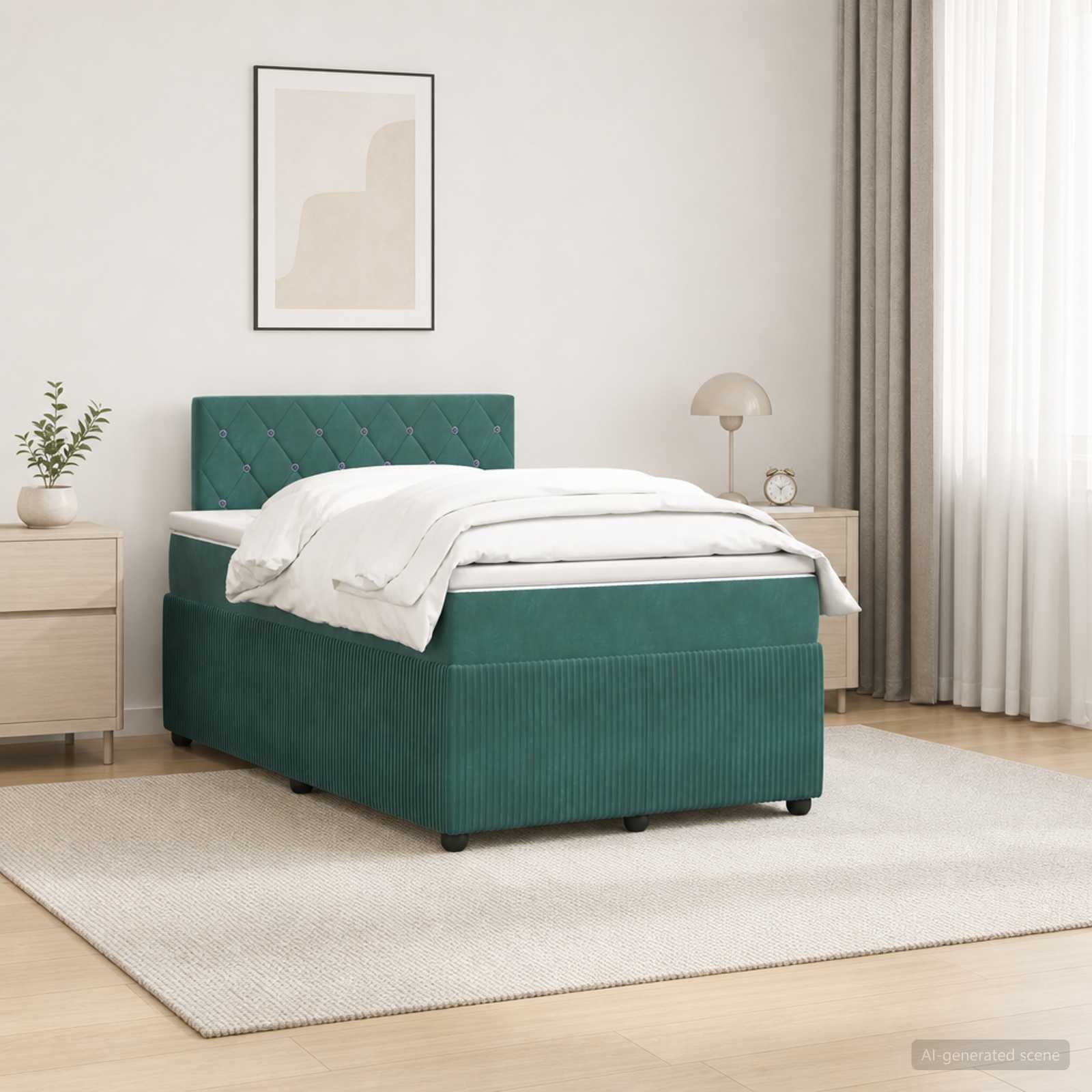 Lit boxspring avec matelas Vert foncé 120 x 190 cm Velours