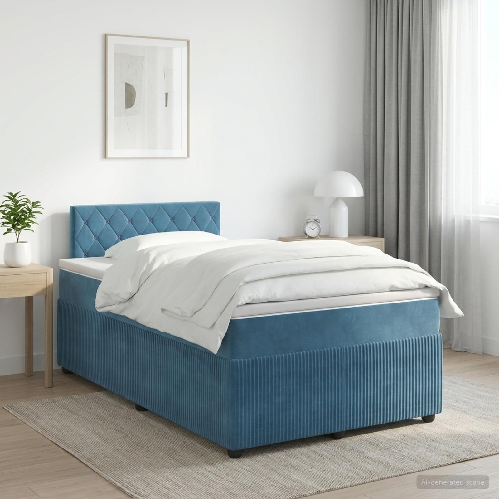 Lit boxspring avec matelas Bleu 120 x 190 cm Velours