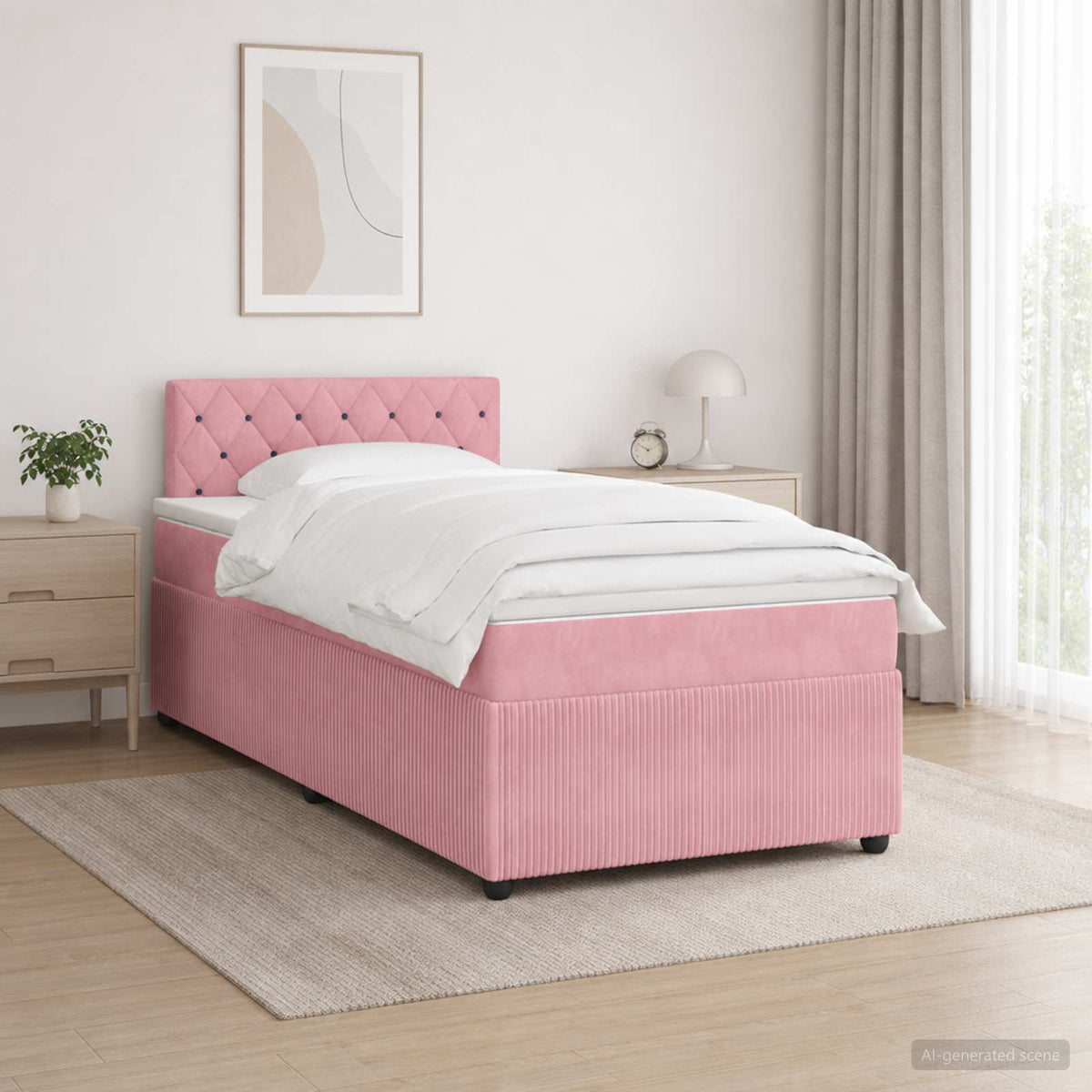 Lit boxspring avec matelas Rose 120 x 200 cm Velours