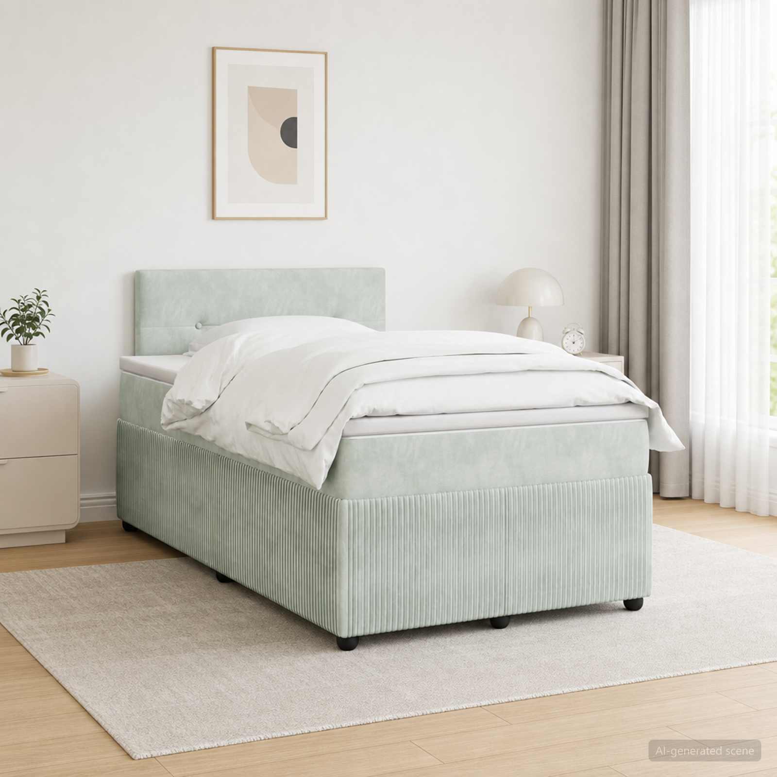 Lit boxspring avec matelas Gris clair 120 x 190 cm Velours