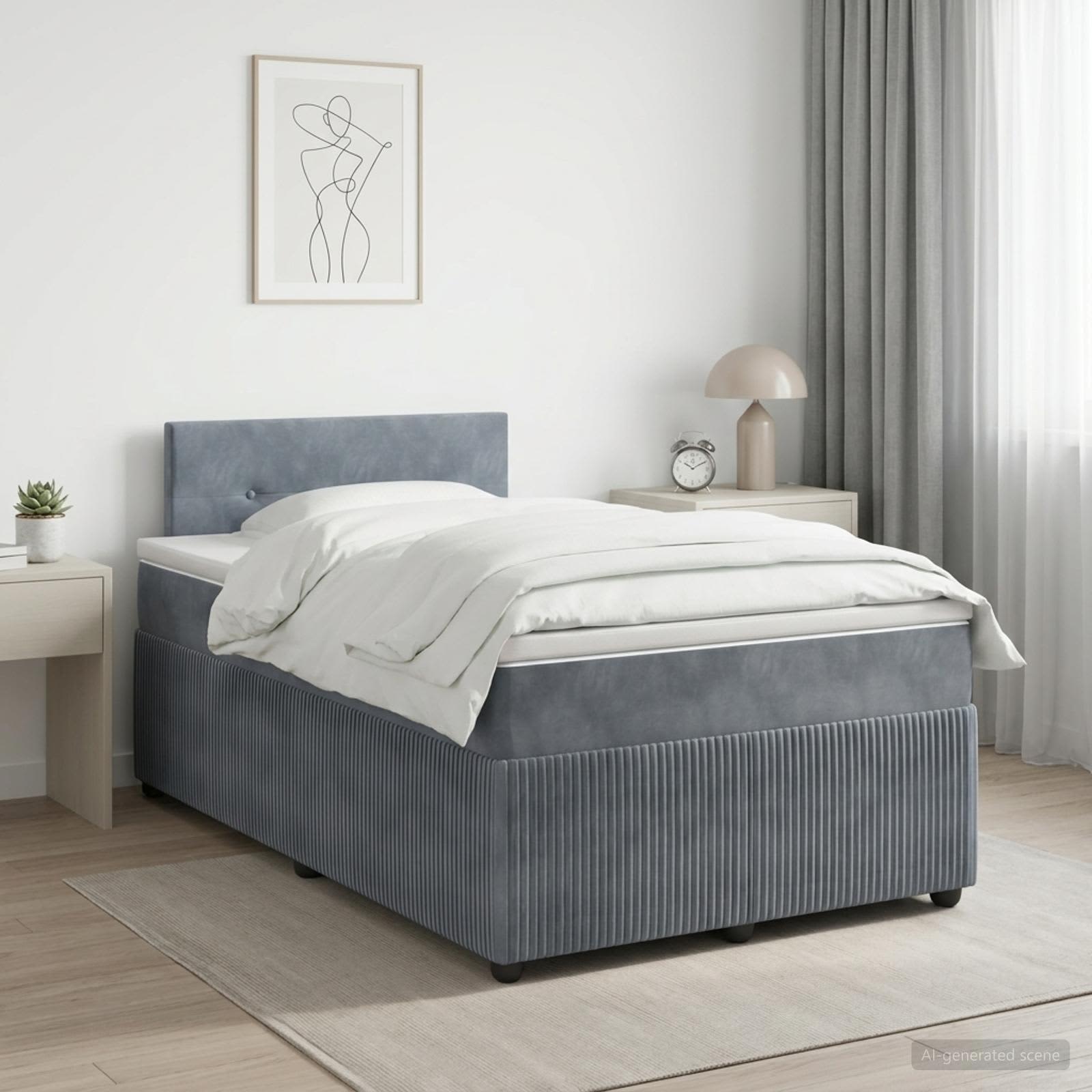Lit boxspring avec matelas Gris foncé 120 x 190 cm Velours