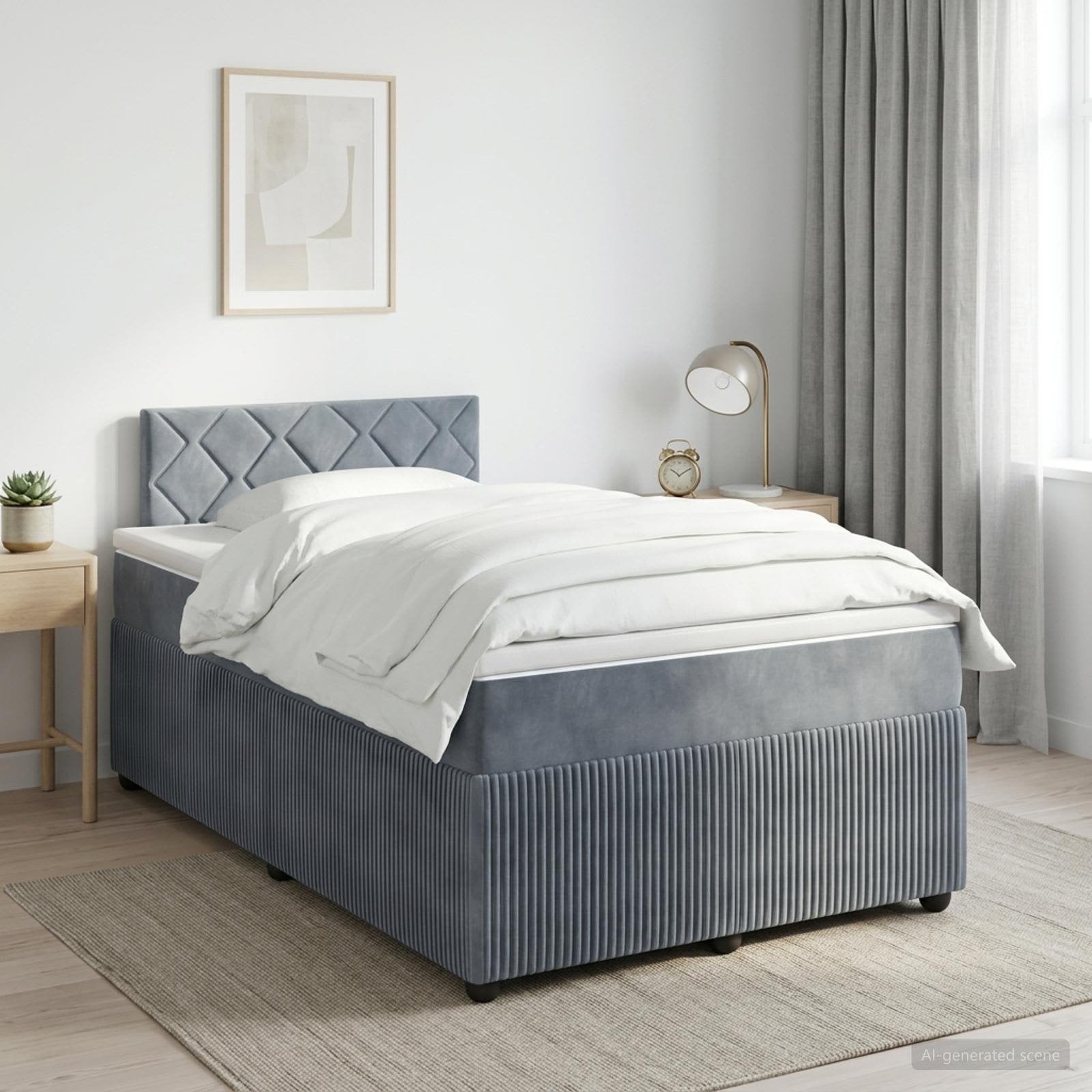 Lit boxspring avec matelas Gris foncé 120 x 200 cm Velours