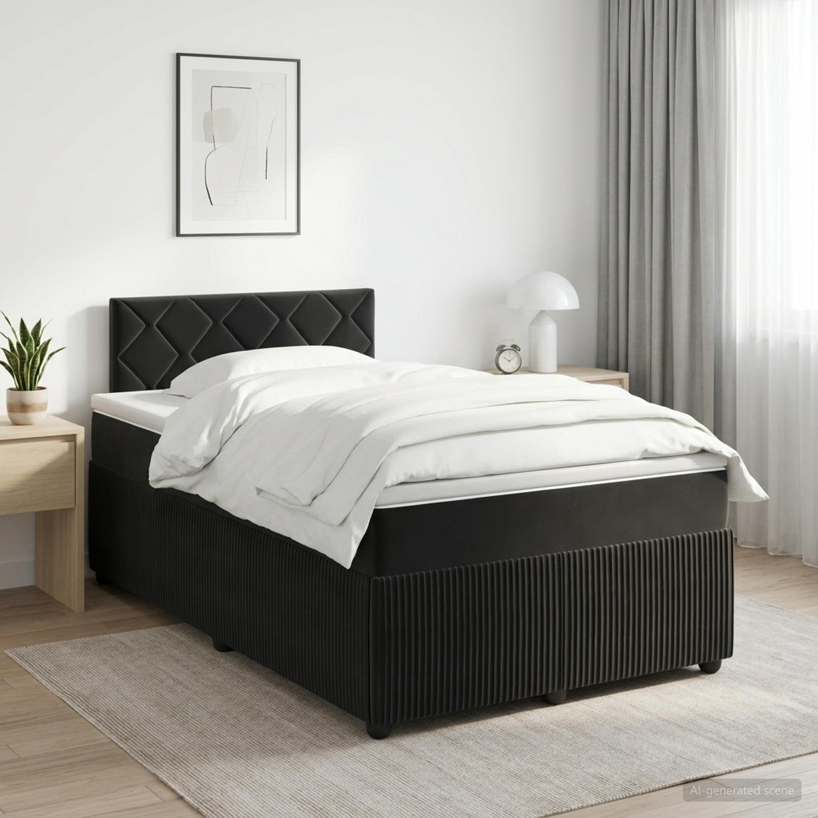 Lit boxspring avec matelas Noir 120 x 190 cm Velours