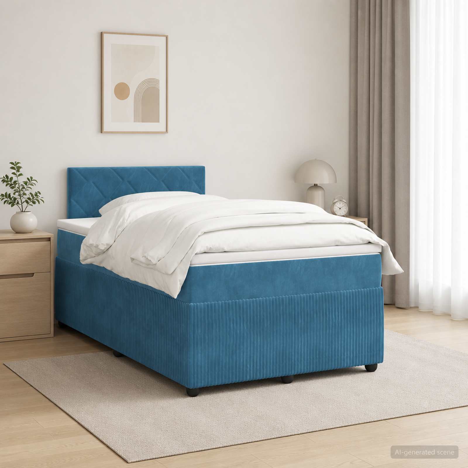 Lit boxspring avec matelas Bleu foncé 120 x 200 cm Velours