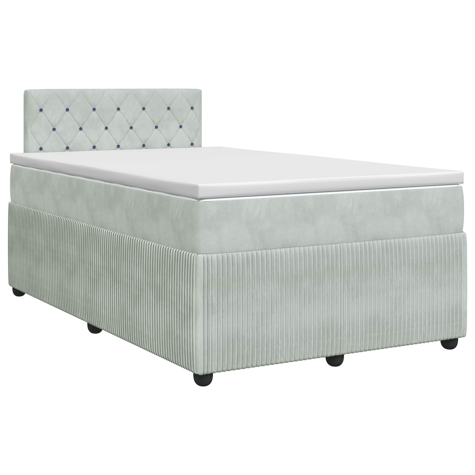 Lit boxspring avec matelas Gris clair 120 x 200 cm Velours - XIOS