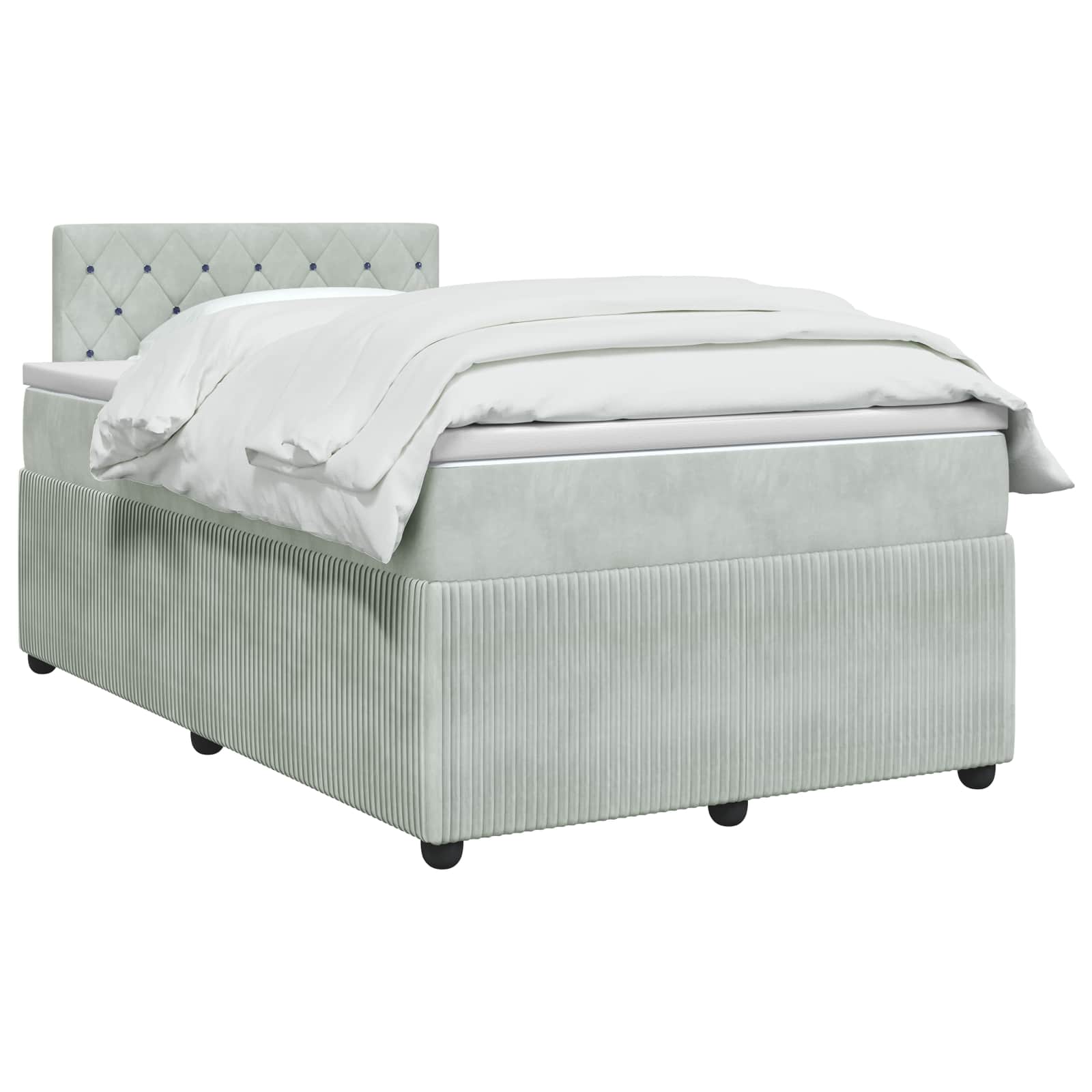 Lit boxspring avec matelas Gris clair 120 x 200 cm Velours - XIOS