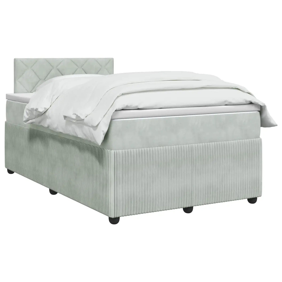 Lit boxspring avec matelas Gris clair 120 x 200 cm Velours - XIOS