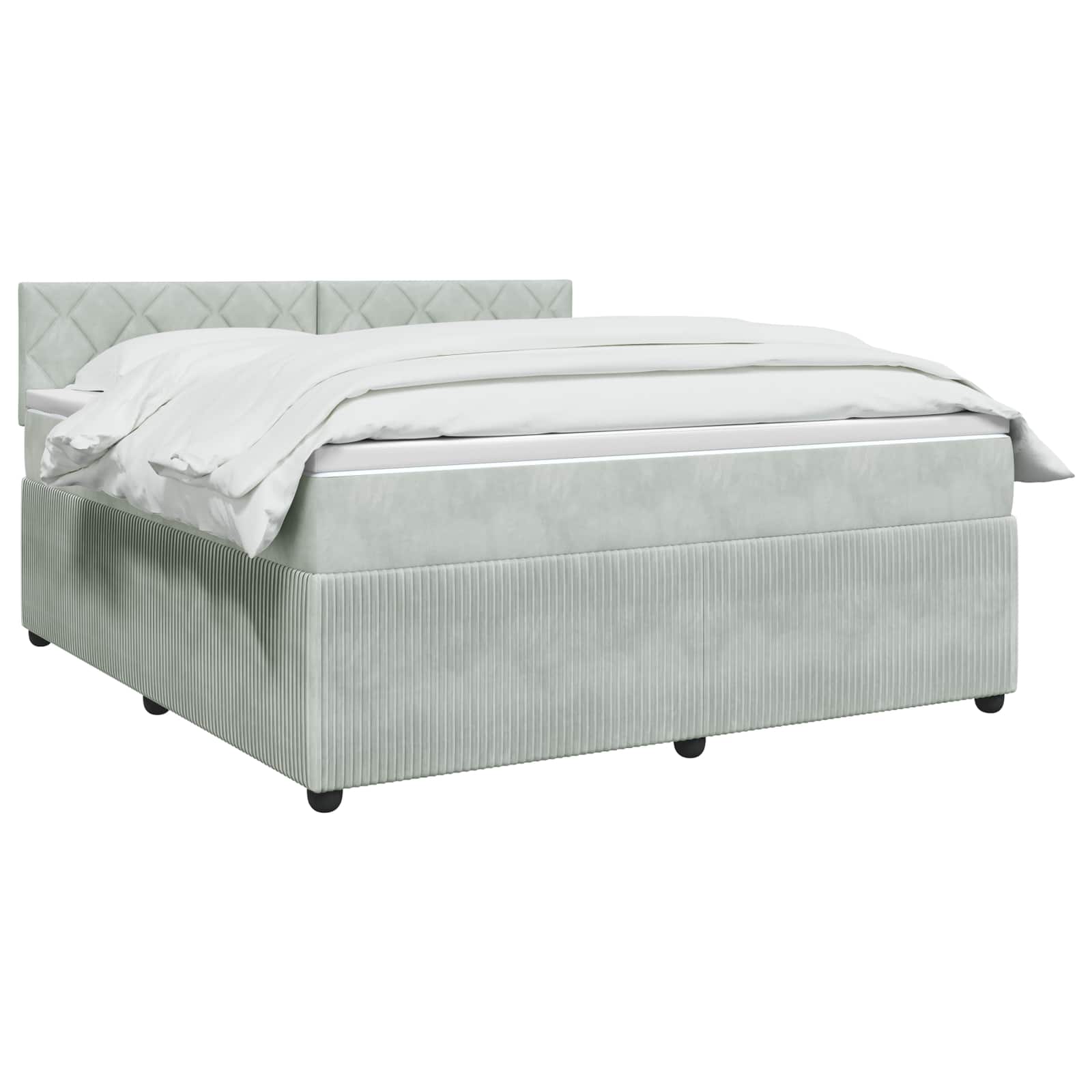 Lit boxspring avec matelas Gris clair 140 x 190 cm Velours