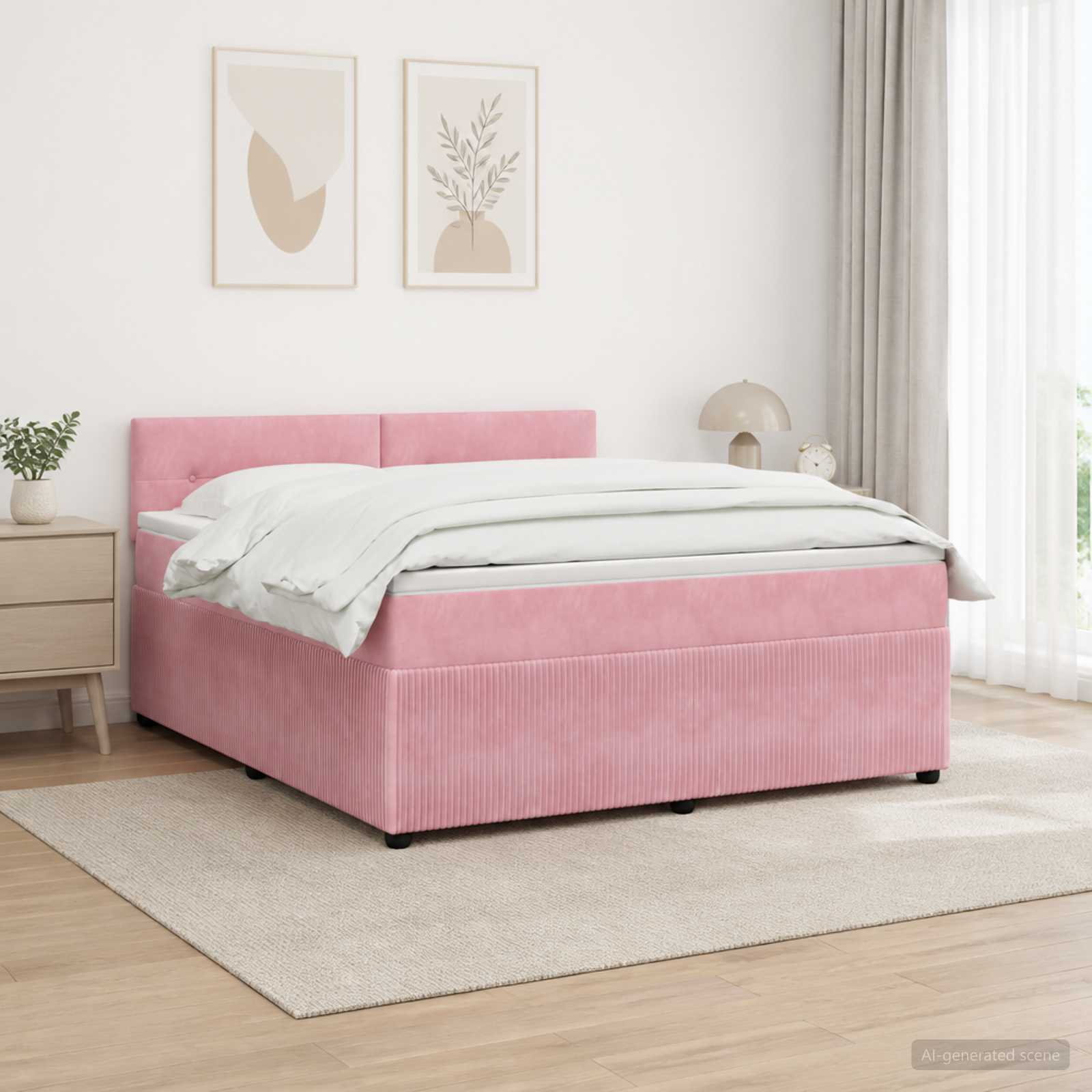 Lit boxspring avec matelas Rose 140 x 200 cm Velours