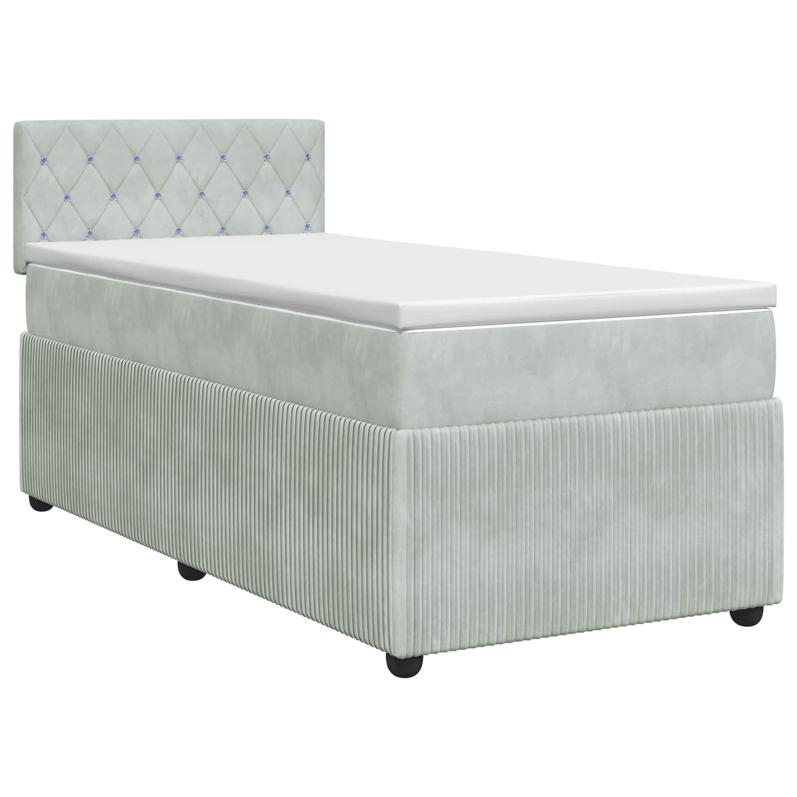 Lit boxspring avec matelas Gris clair 90 x 190 cm Velours - XIOS