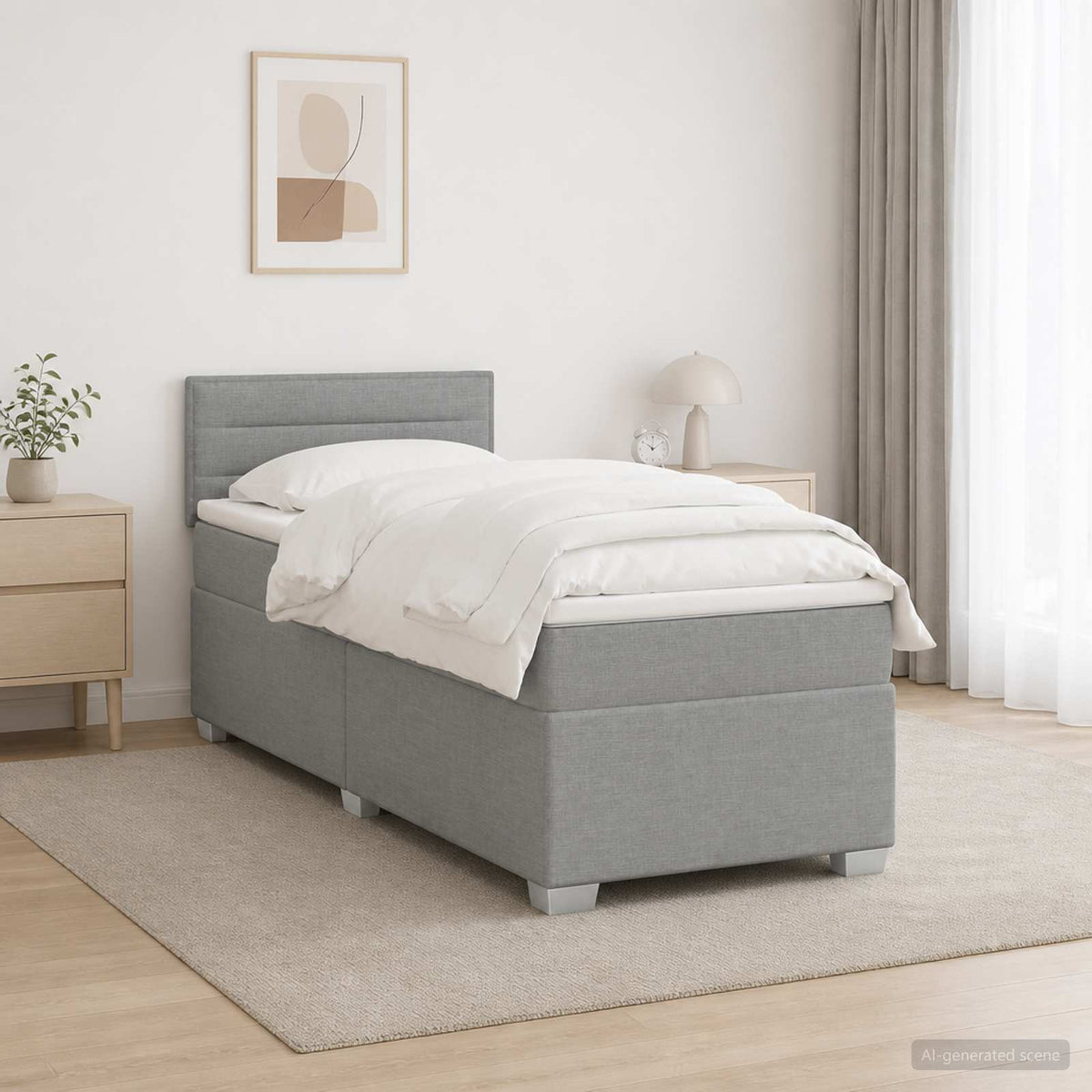 Lit de box spring avec matelas et LED Gris clair 90 x 200 cm