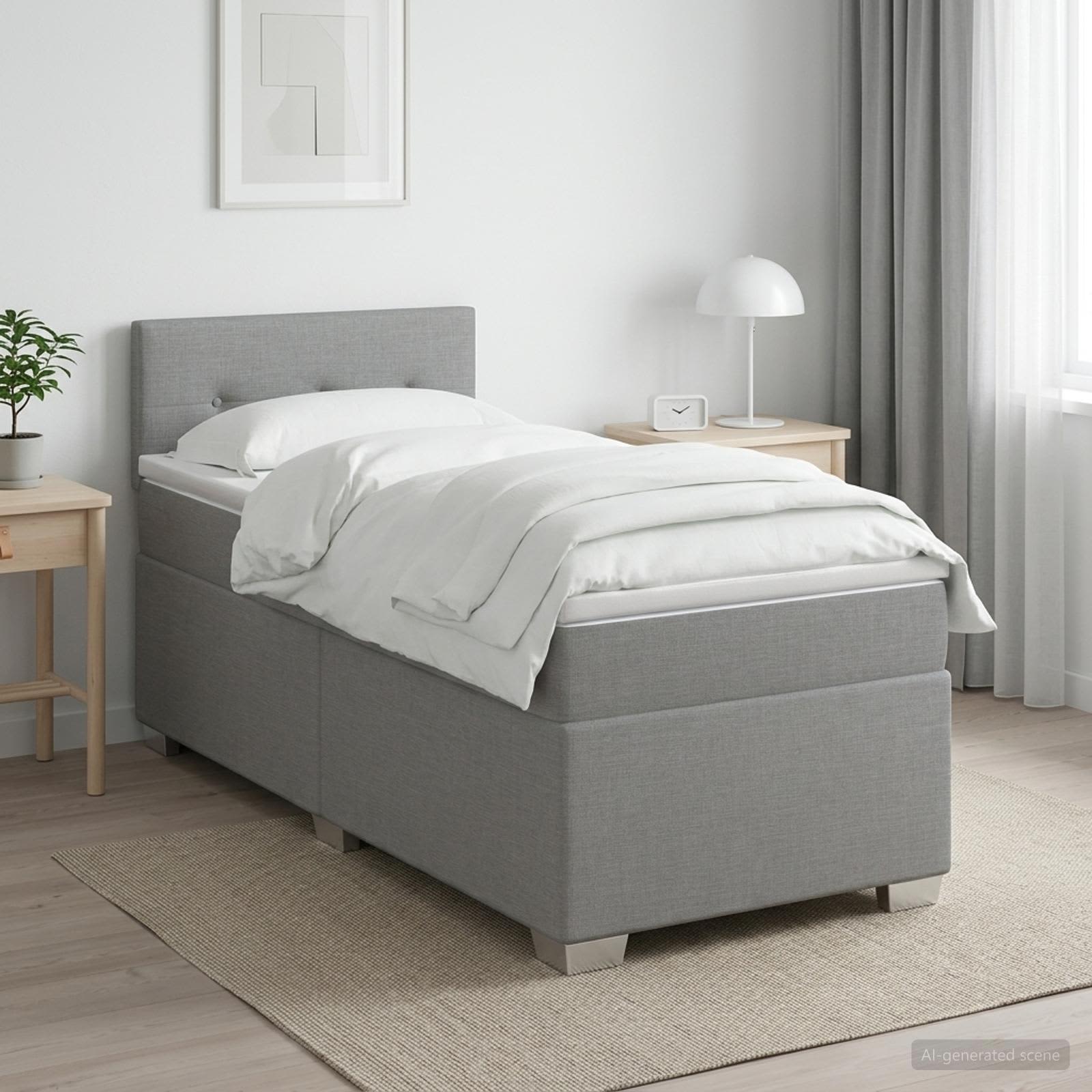 Lit de box spring avec matelas et LED Gris clair 100 x 200 cm
