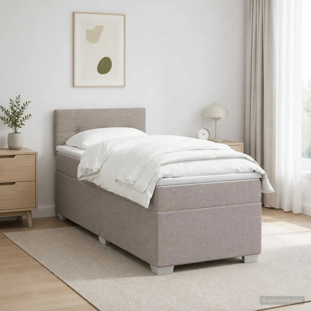 Lit de box spring avec matelas et LED Taupe 80 x 200 cm Tissu - XIOS