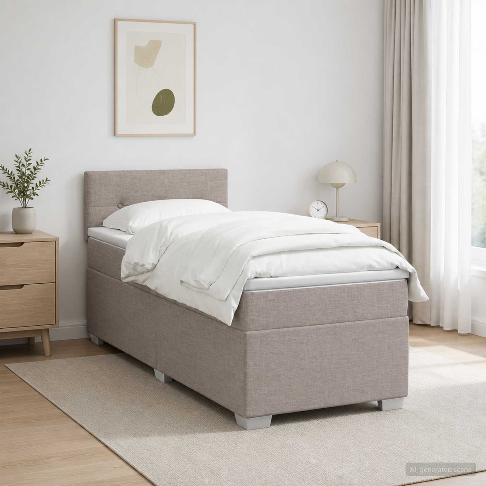 Lit de box spring avec matelas et LED Taupe 100 x 200 cm Tissu