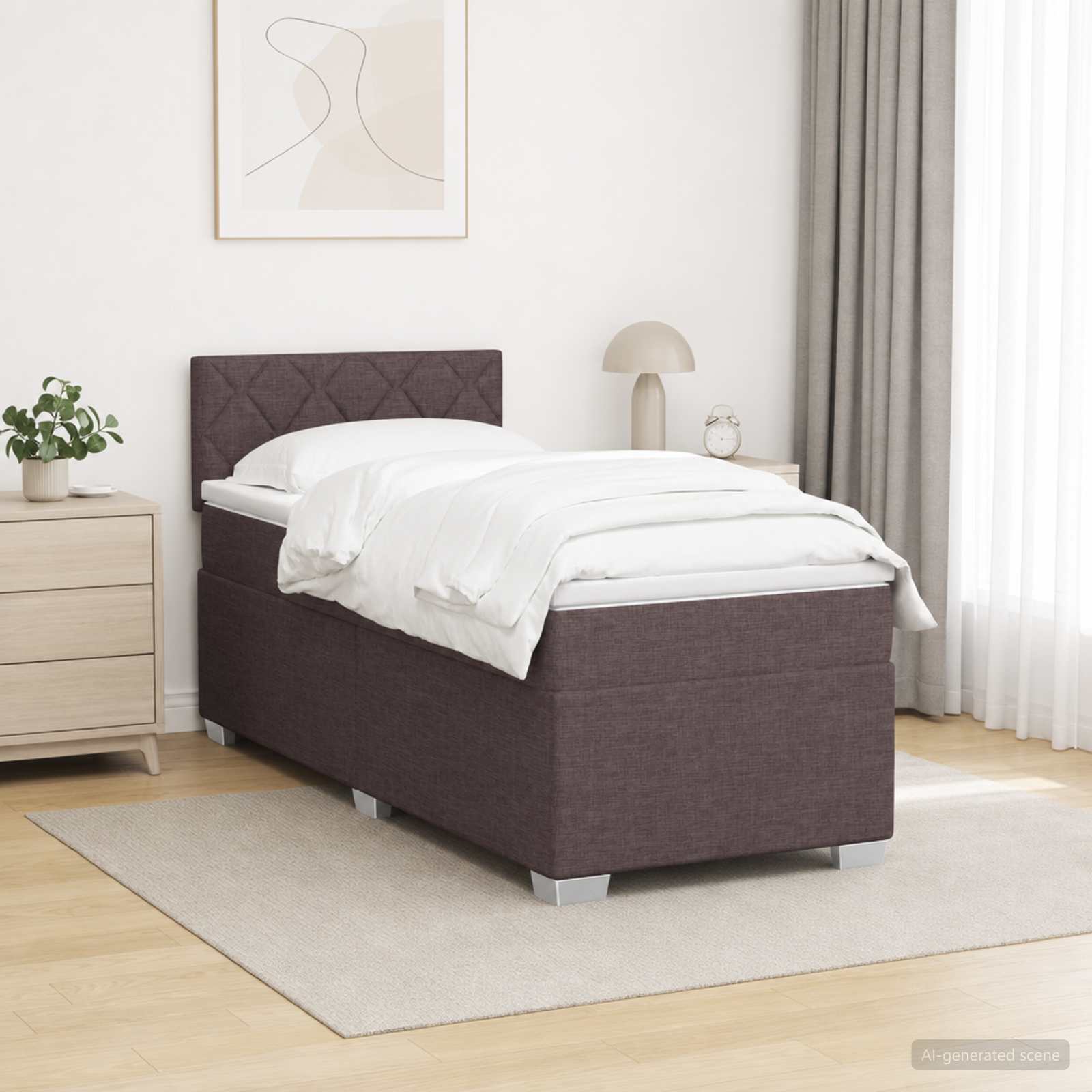 Lit de box spring avec matelas et LED Marron foncé 80 x 200 cm - XIOS