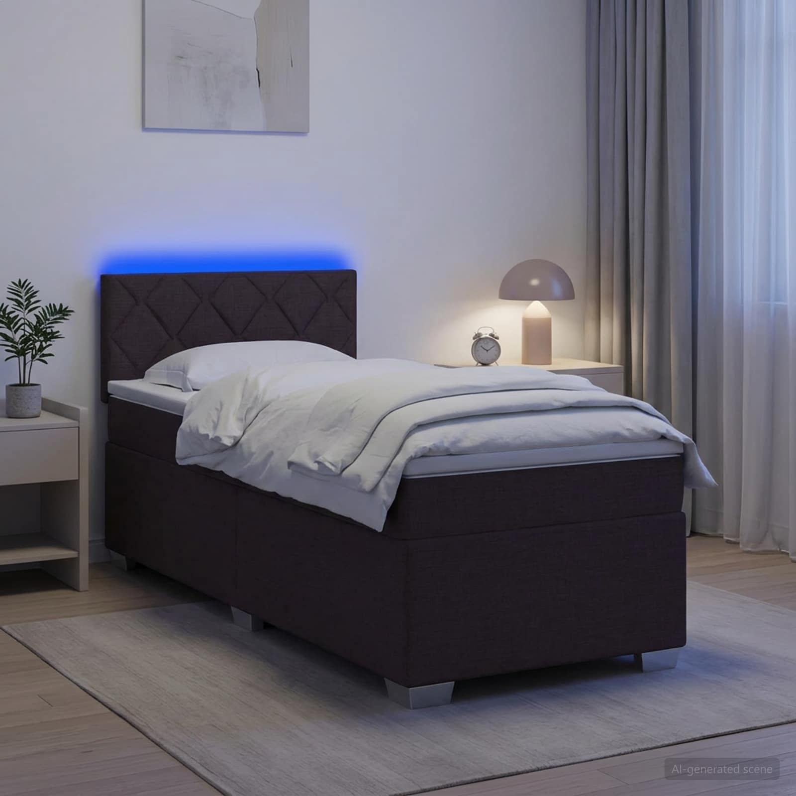 Lit de box spring avec matelas et LED Marron foncé 80 x 200 cm - XIOS