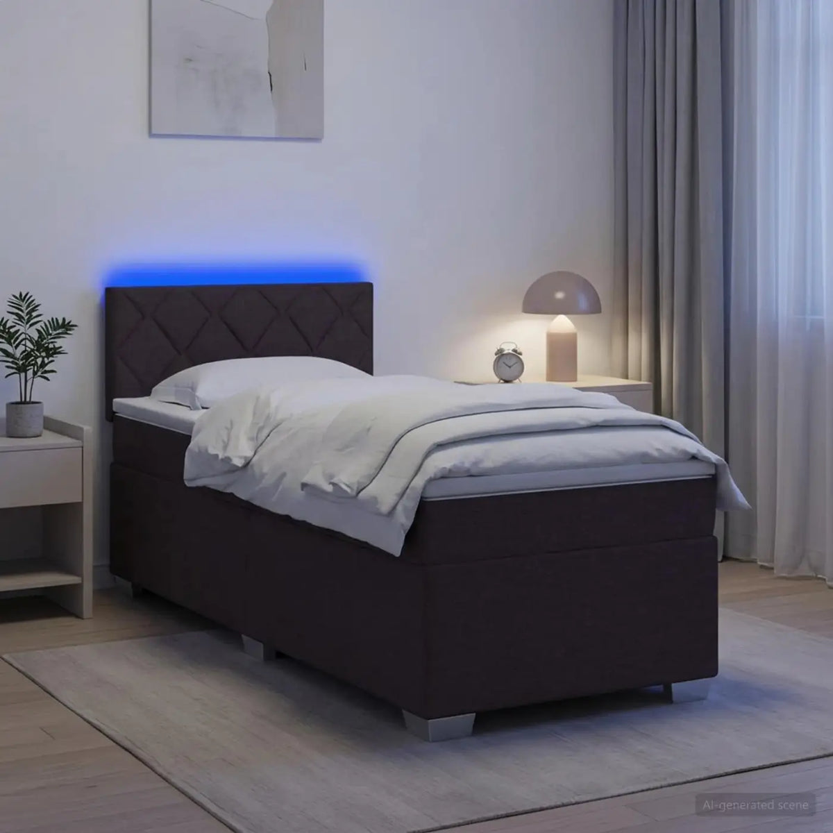Lit de box spring avec matelas et LED Marron foncé 80 x 200 cm - XIOS