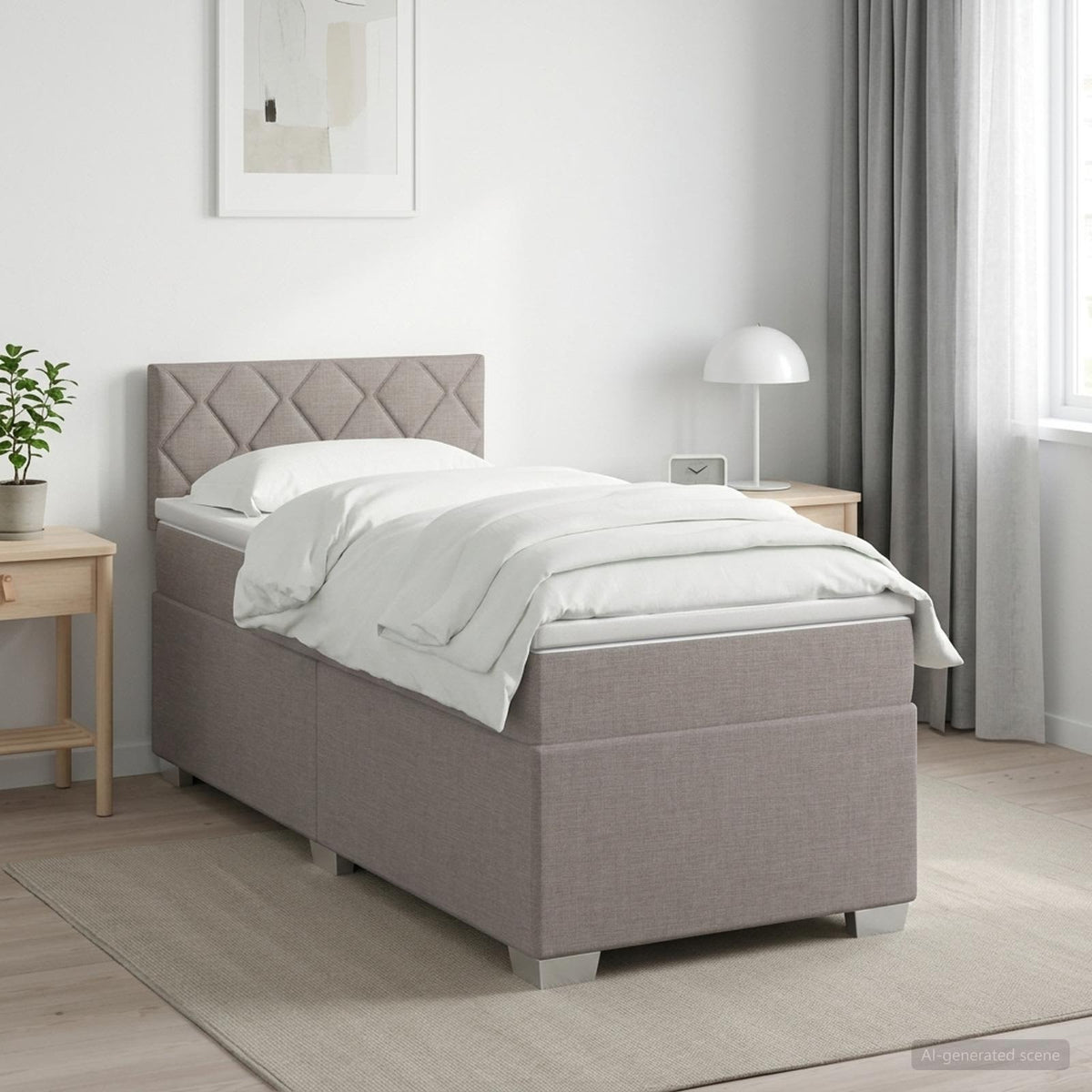 Lit de box spring avec matelas et LED Taupe 90 x 200 cm Tissu