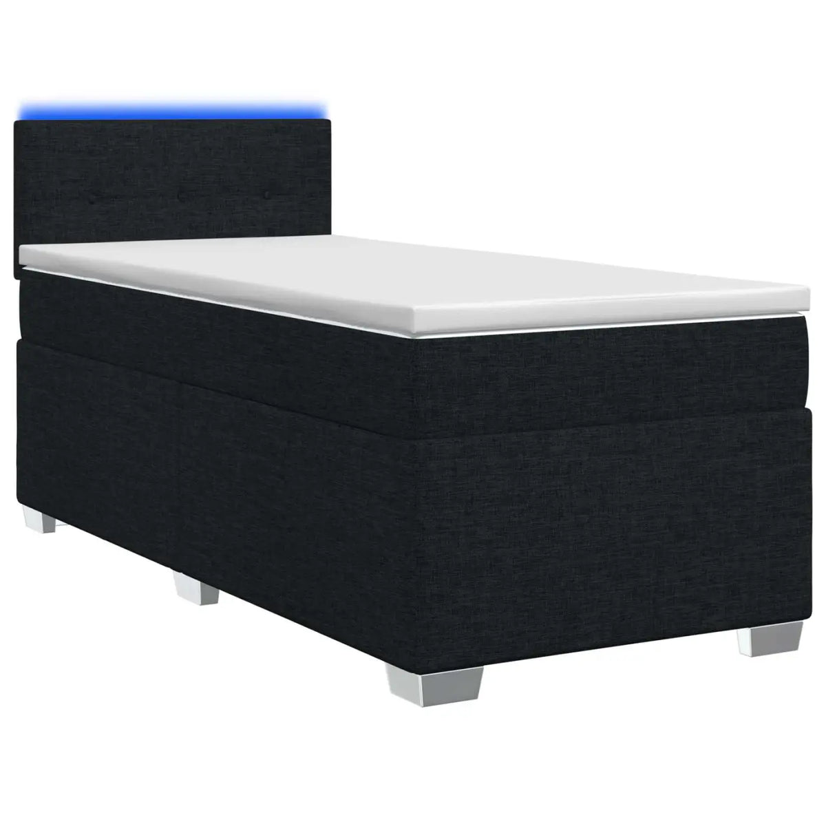 Lit de box spring avec matelas et LED Noir 90 x 190 cm Tissu - XIOS