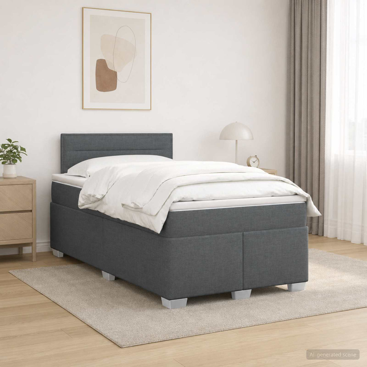 Lit de box spring avec matelas et LED Gris foncé 120 x 190 cm