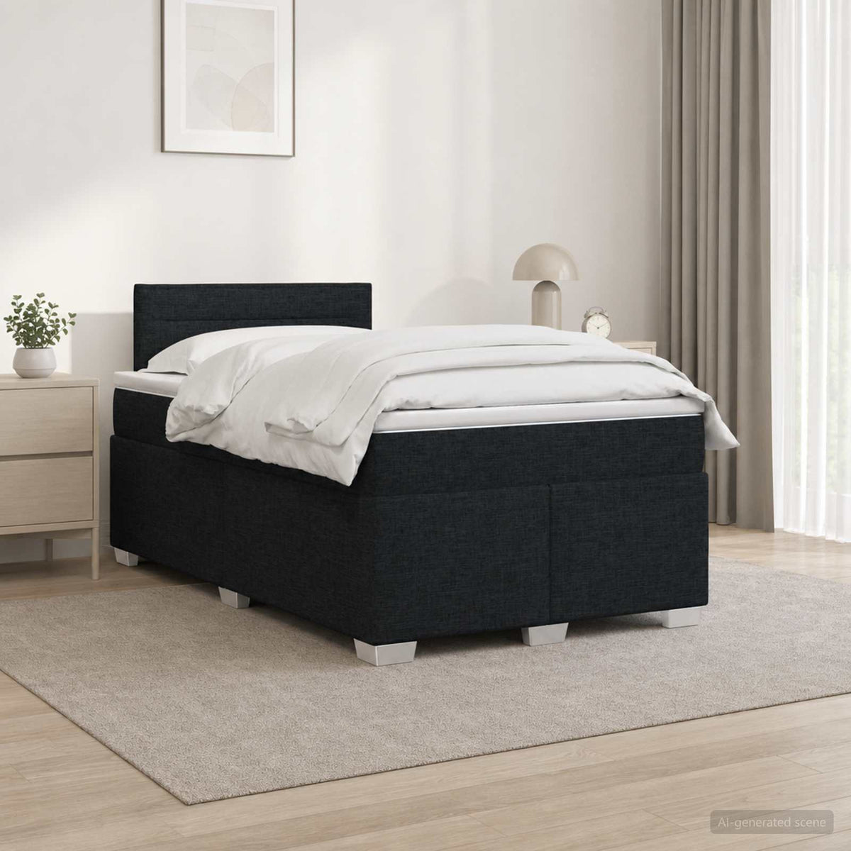 Lit de box spring avec matelas et LED Noir 120 x 190 cm Tissu