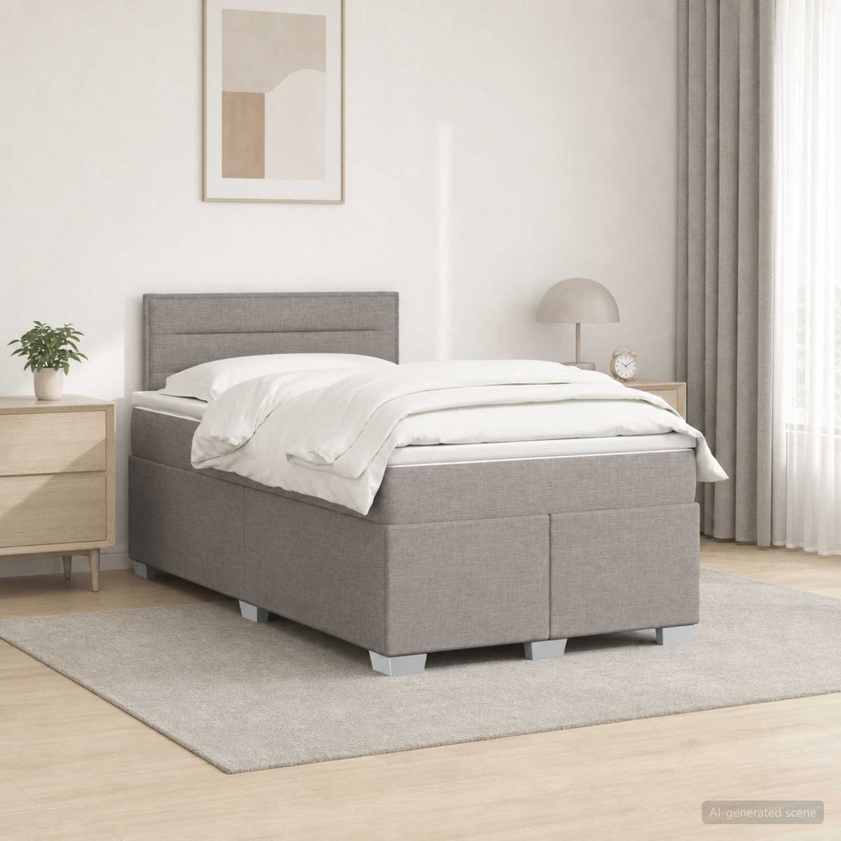 Lit de box spring avec matelas et LED Taupe 120 x 200 cm Tissu
