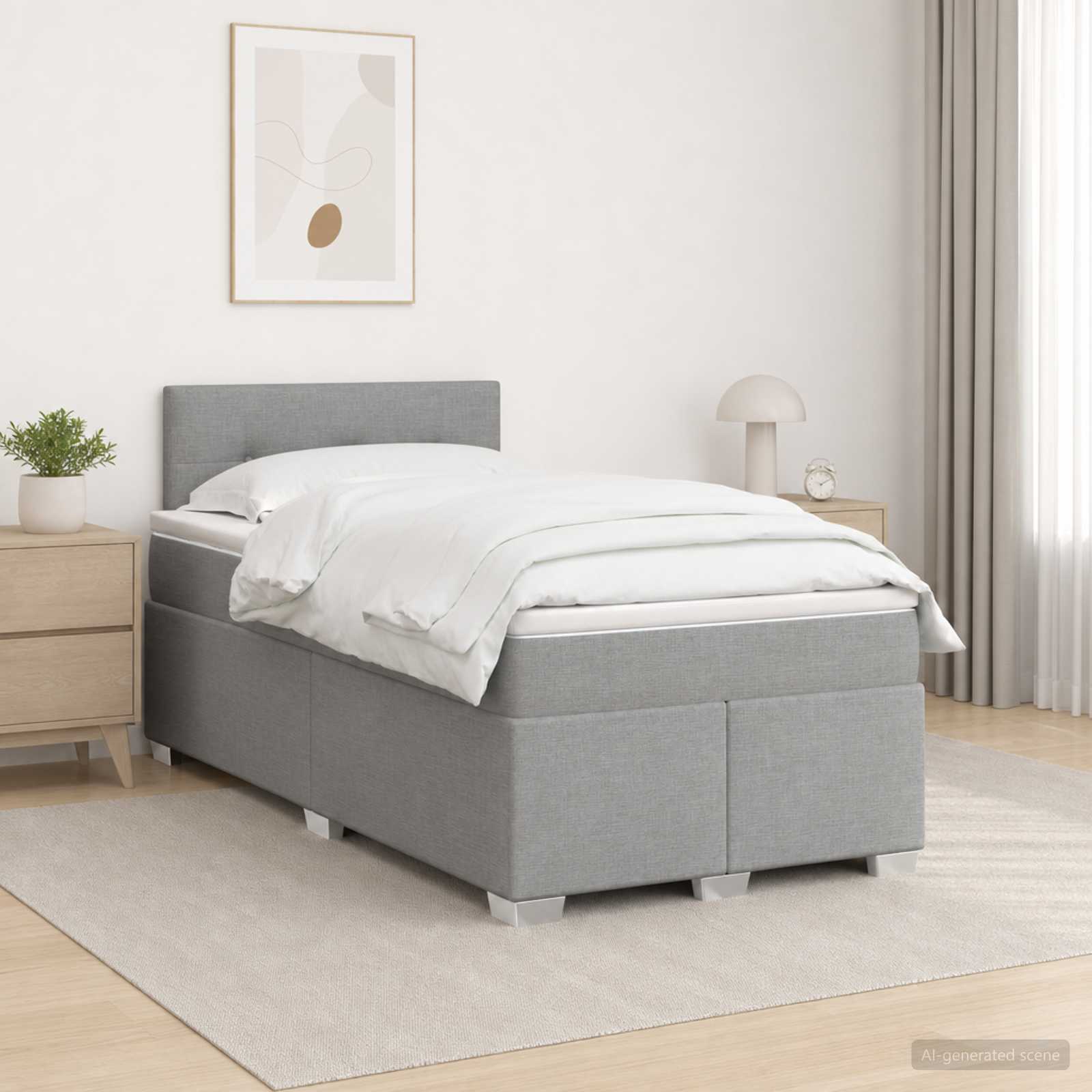 Lit de box spring avec matelas et LED Gris clair 120 x 190 cm