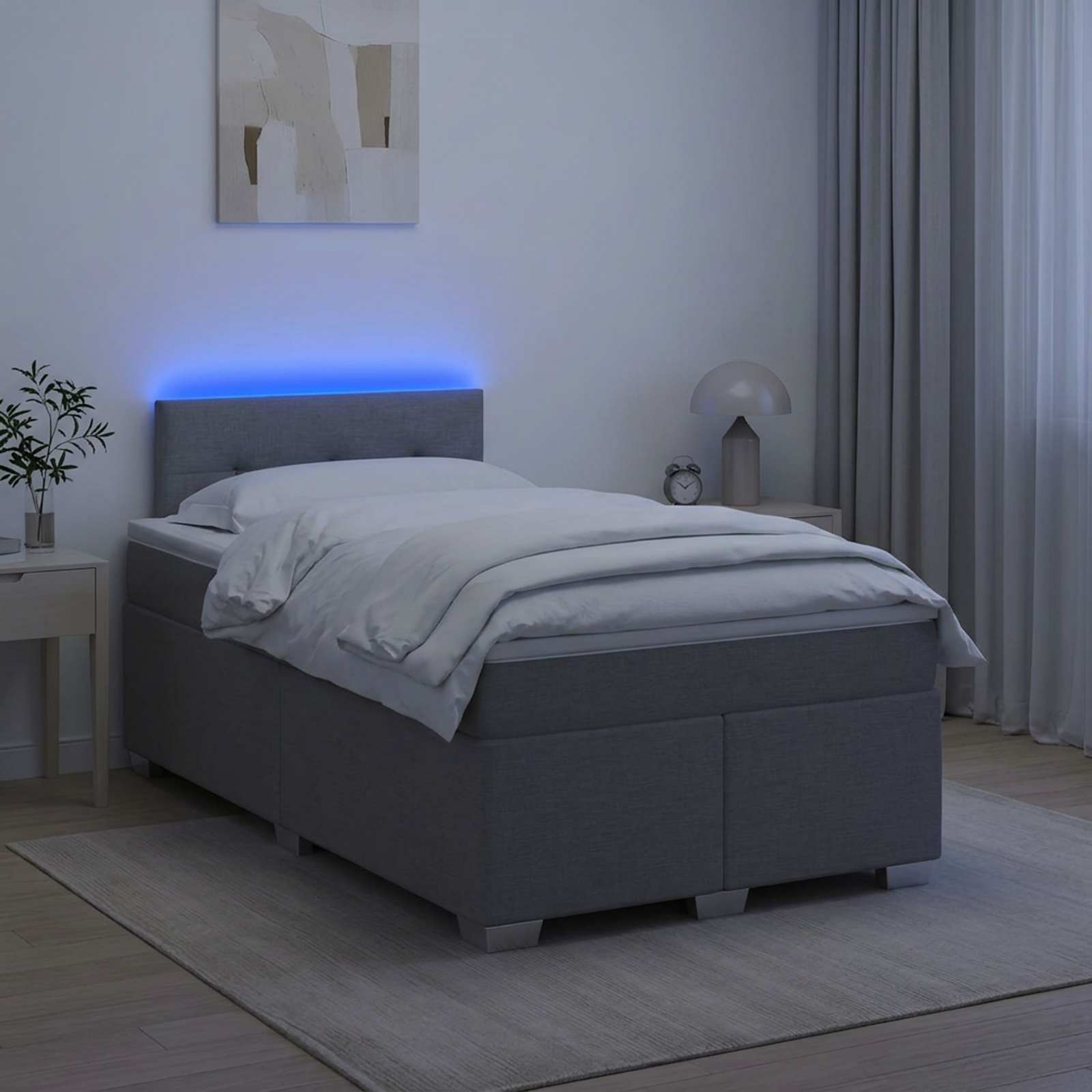 Lit de box spring avec matelas et LED Gris clair 120 x 190 cm