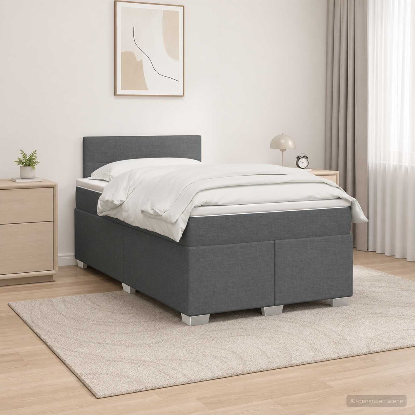 Lit de box spring avec matelas et LED Gris foncé 120 x 190 cm