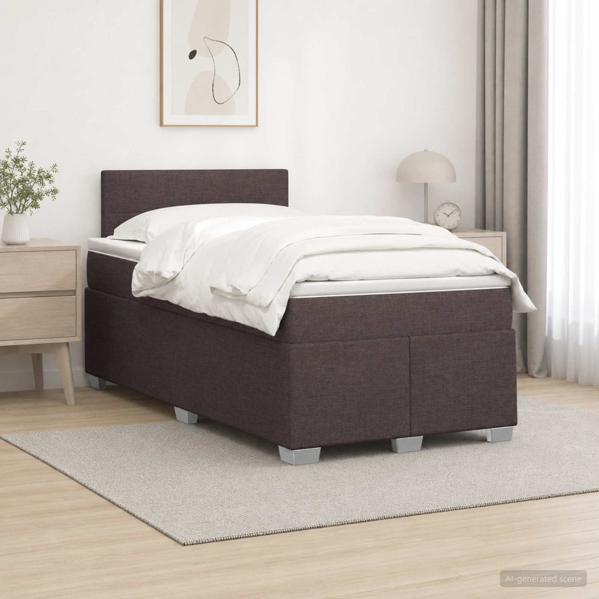 Lit de box spring avec matelas et LED Marron foncé 120 x 200 cm